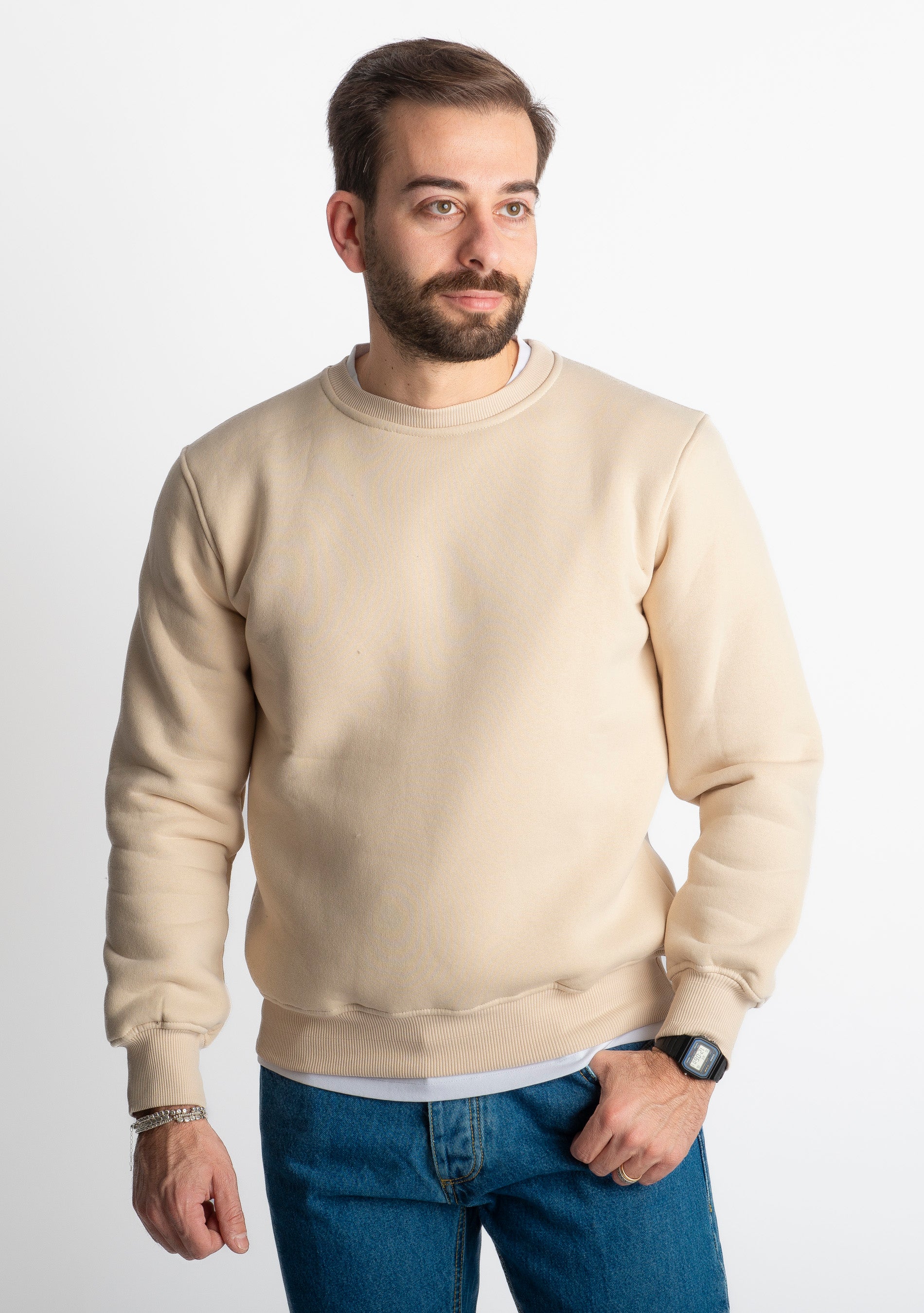 Felpa Uomo Girocollo 0310 Beige