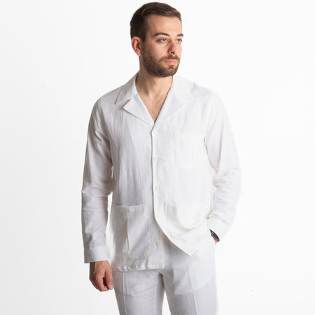 Giacca Sahariana in Lino TO1056 Bianca