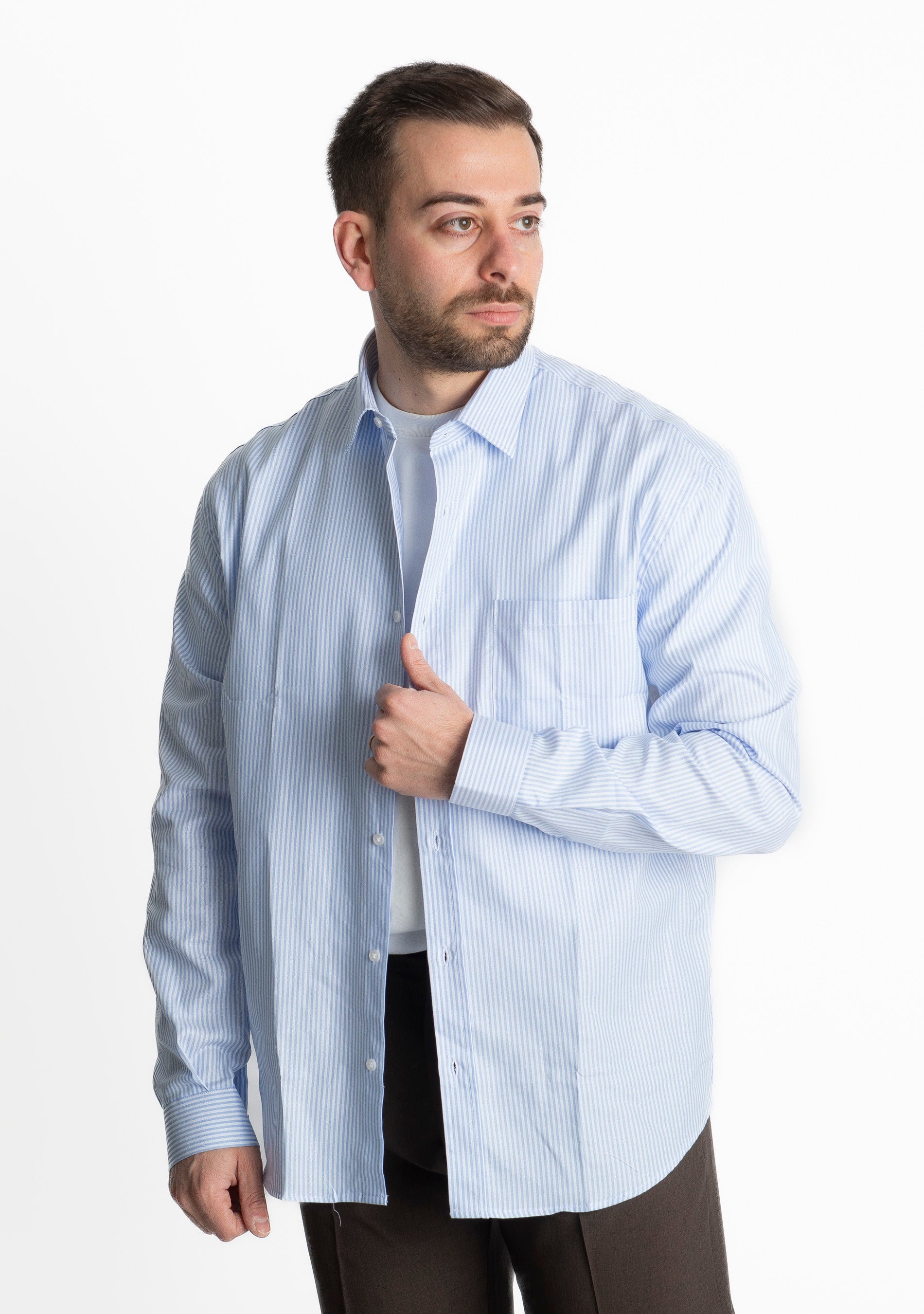 Over Shirt Rigata 1024 Celeste
