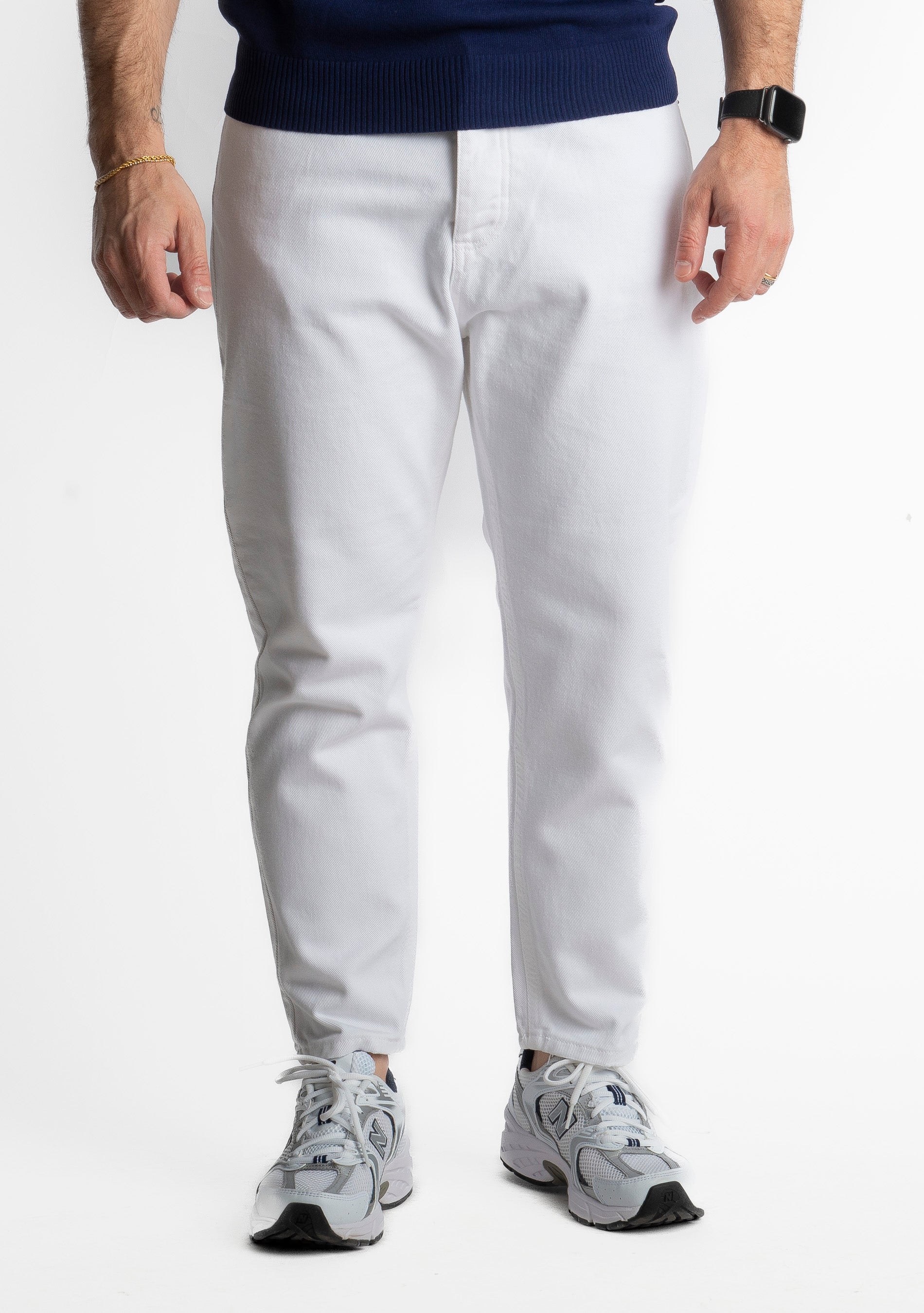 Jeans Uomo Carrot Fit Bianco