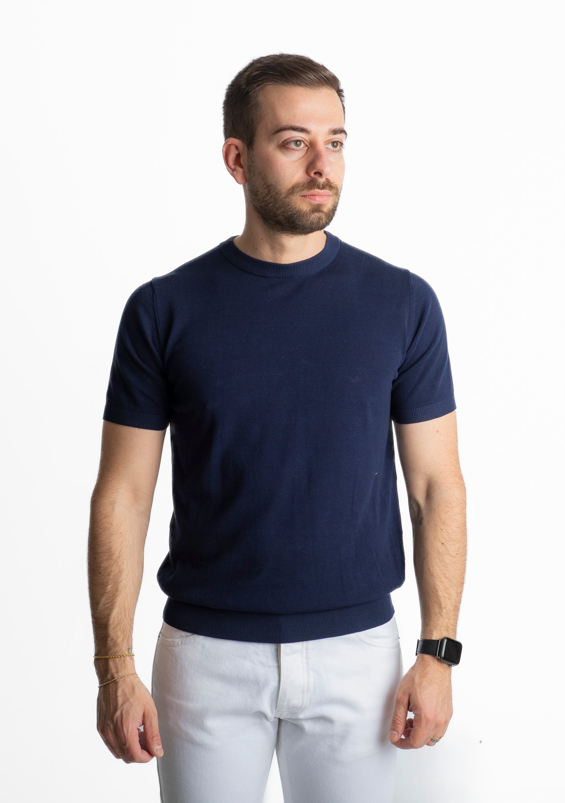 T-shirt in Maglia Premium Cotton Blu
