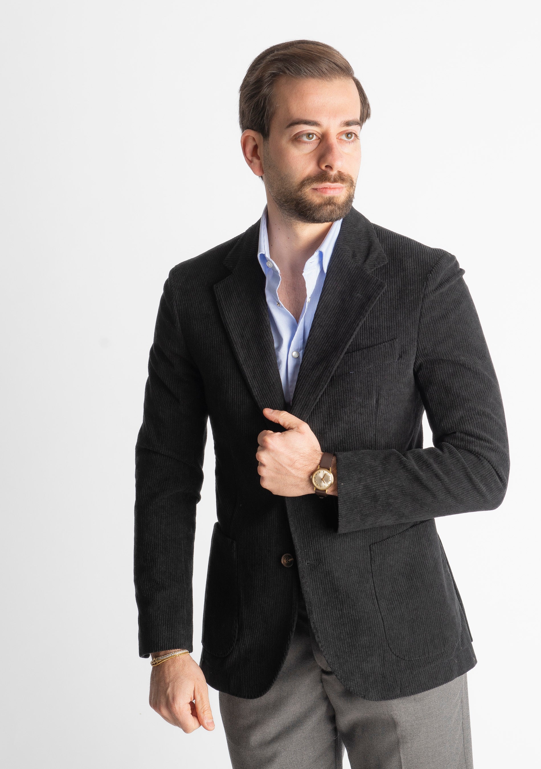 Giacca Monopetto in Velluto Nera