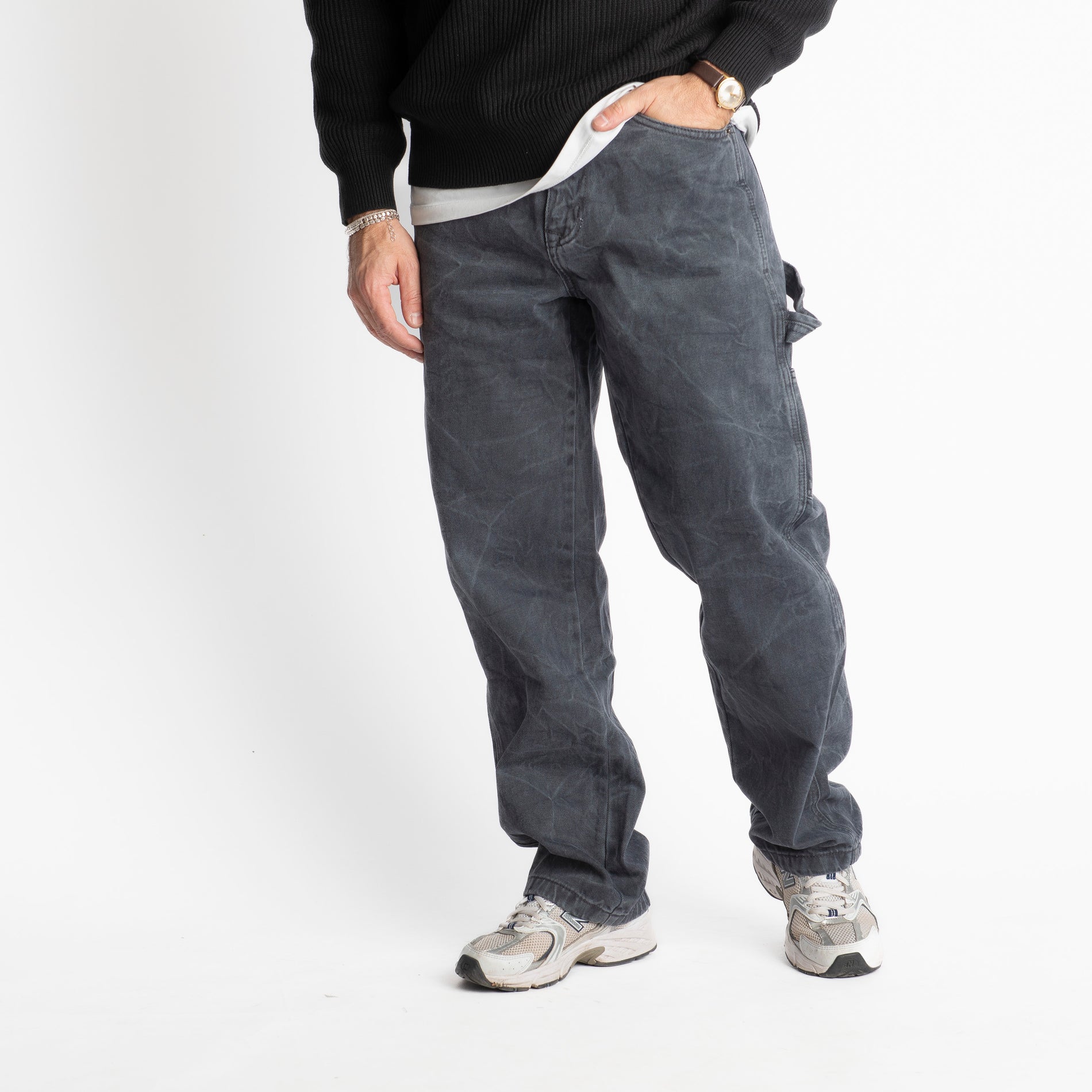 Jeans Baggy Fit Slavato Nero