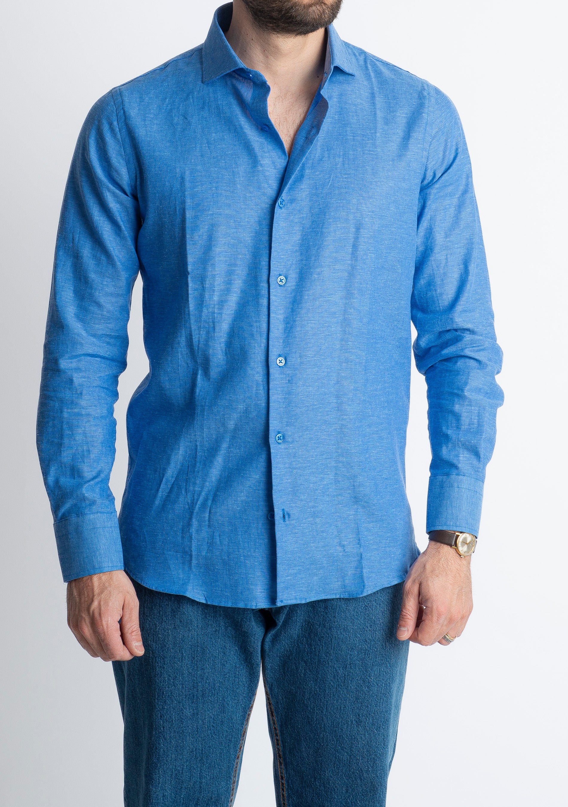 Camicia in Lino Blu Royal