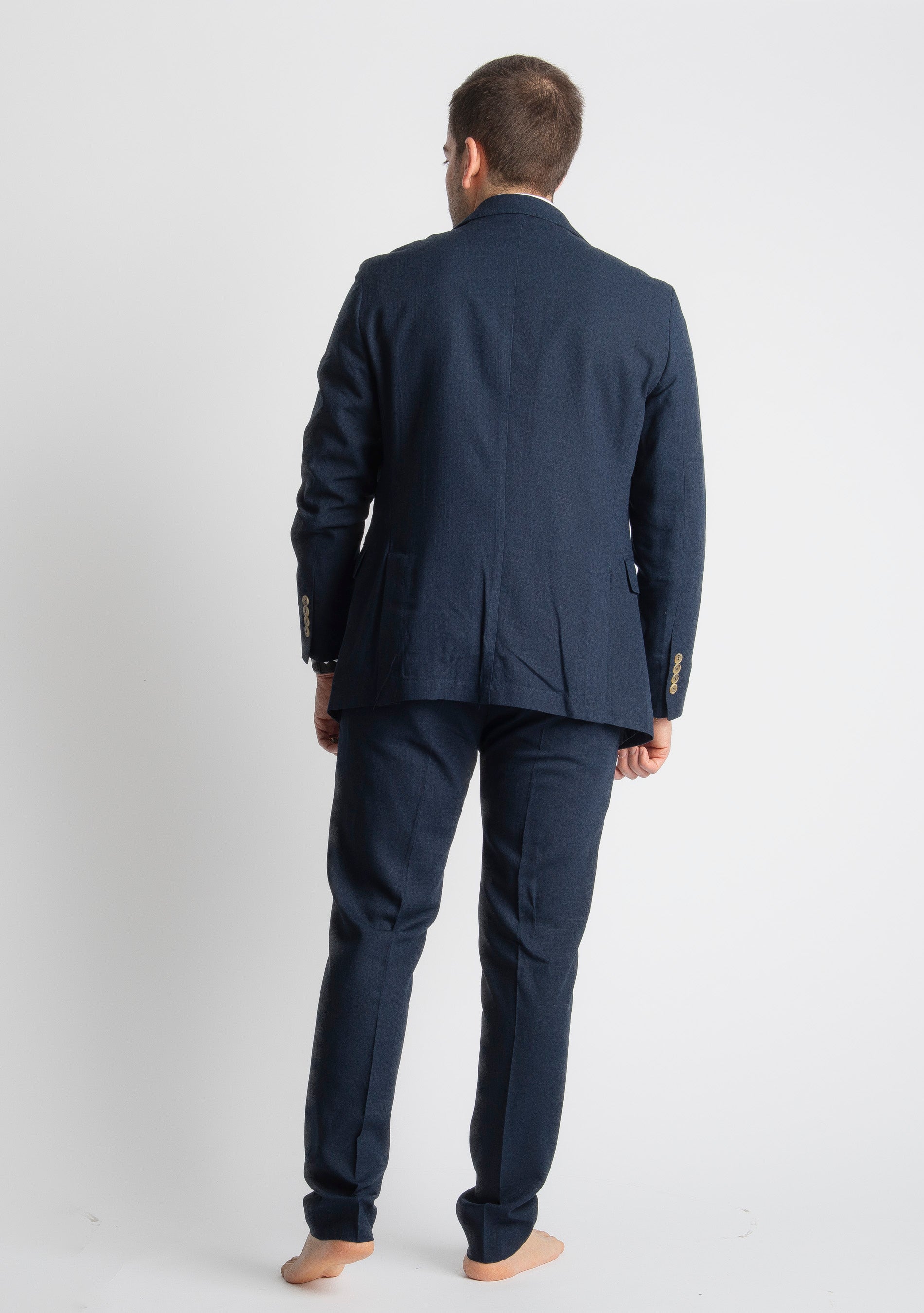 Abito Mono Petto in Lino Blu Notte