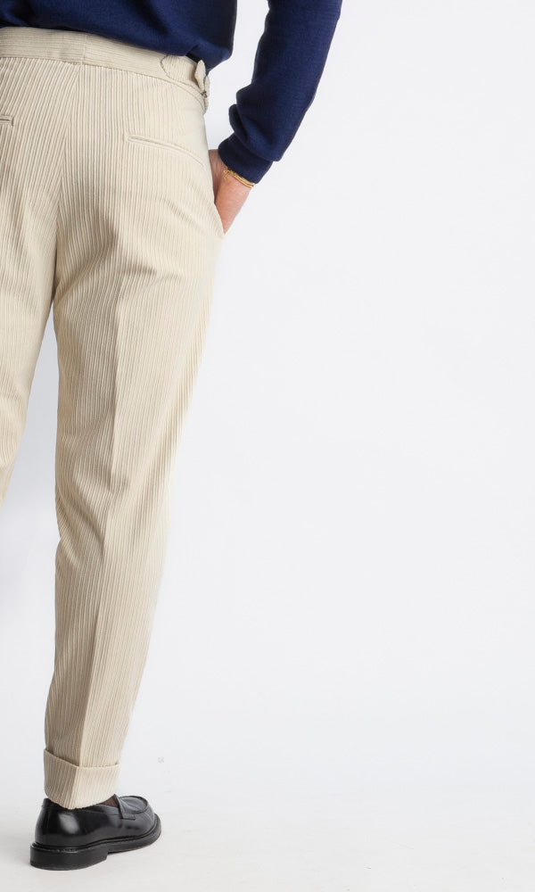 Pantalone Pisa Con Fibbia In Velluto A Coste Burro