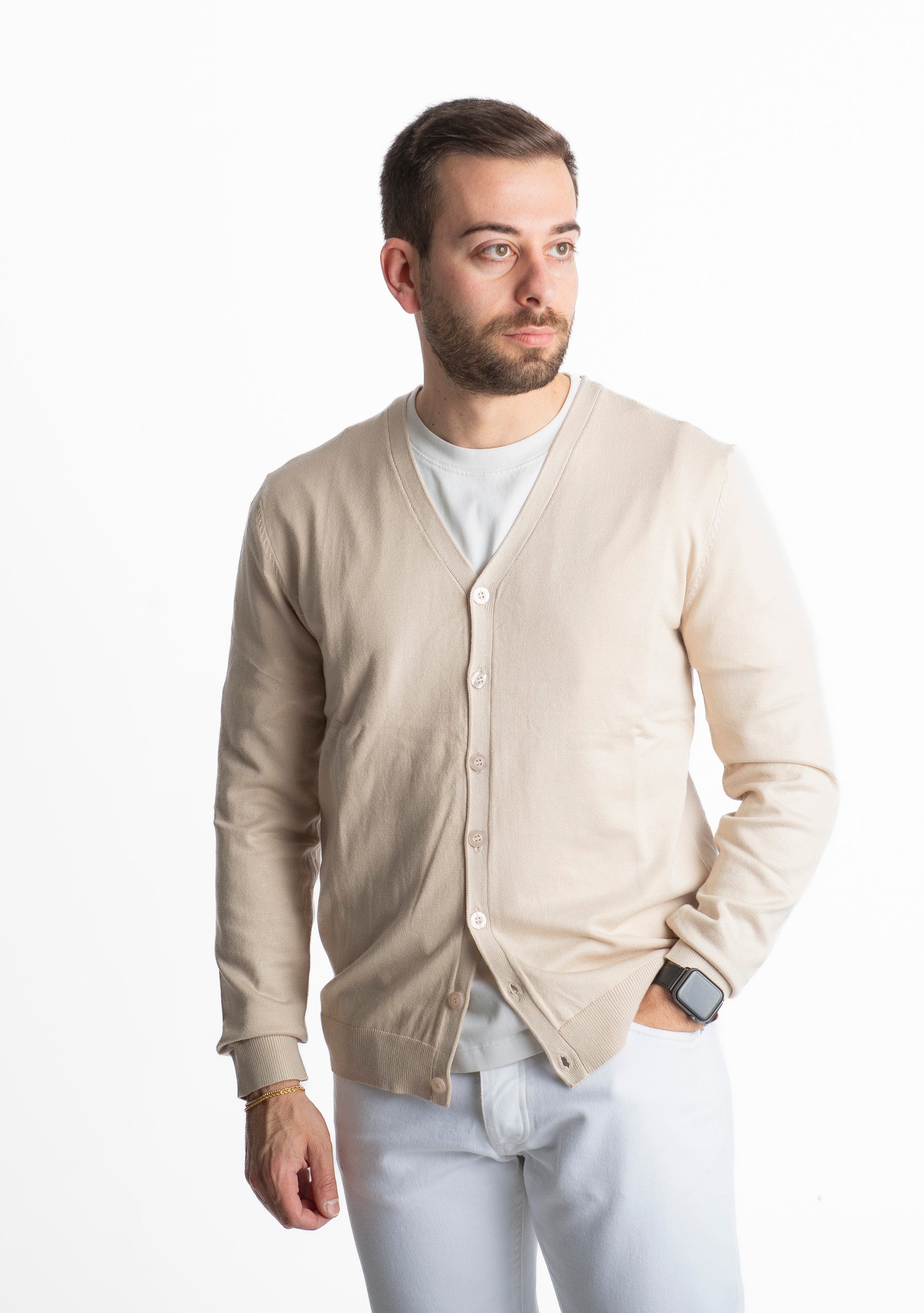 Cardigan Bottoni 01 Beige
