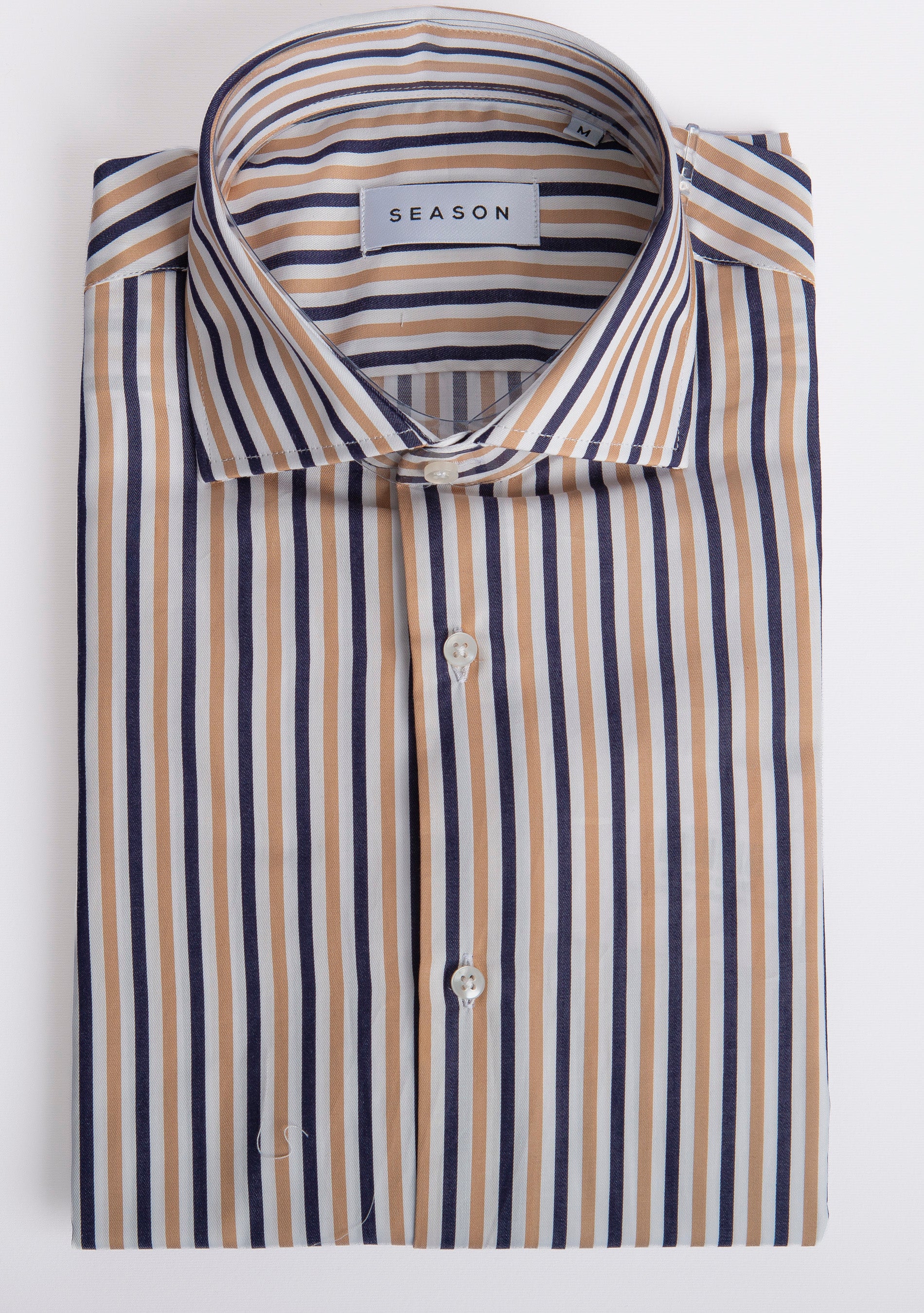 Camicia Twill Rigata Blu/Beige 295