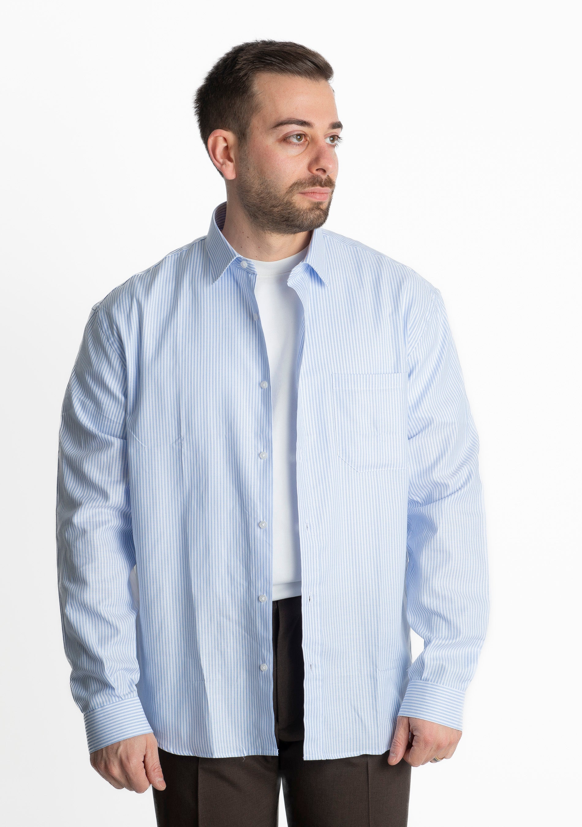 Over Shirt Rigata 1024 Celeste