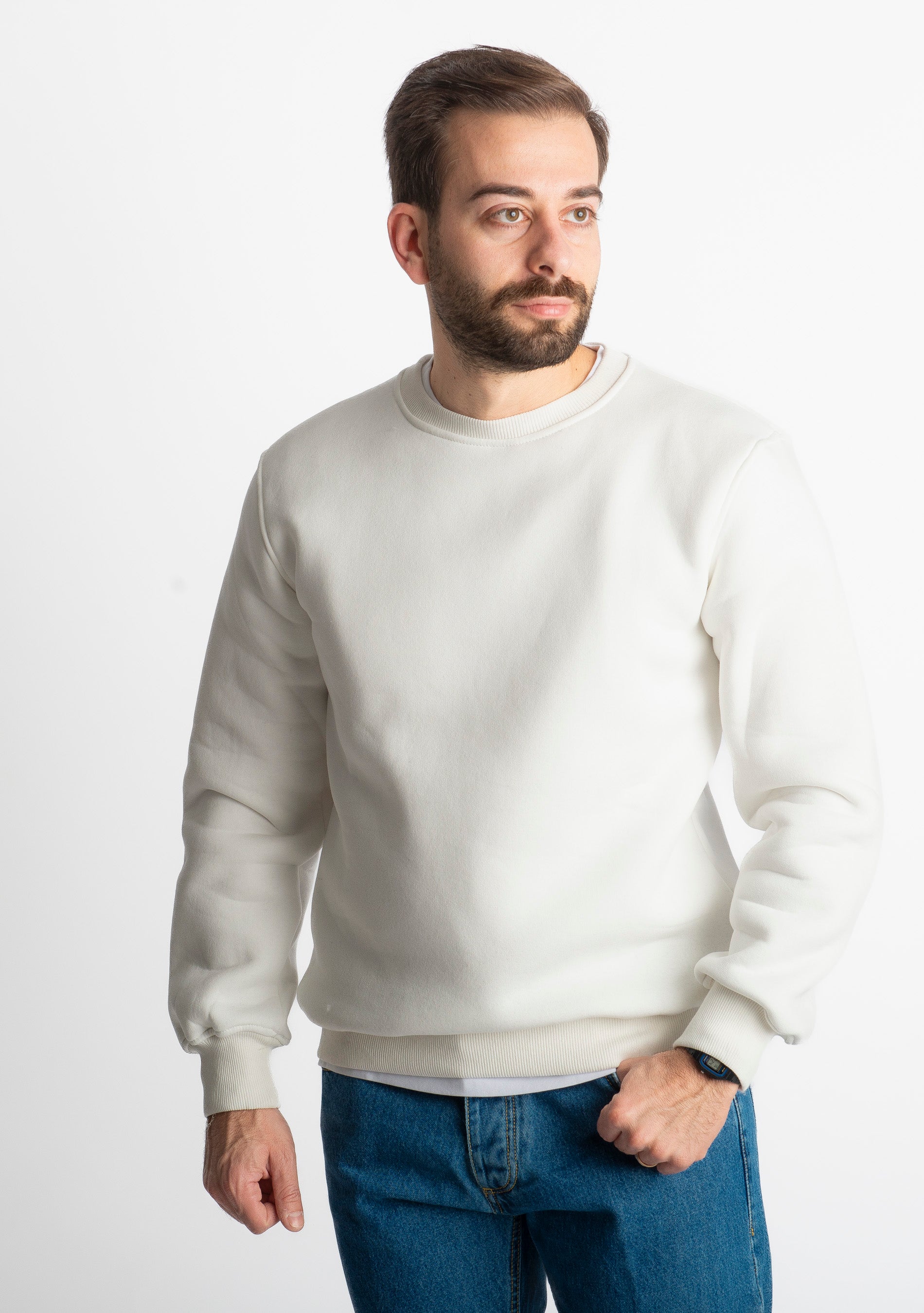 Felpa Uomo Girocollo 0310 Bianca