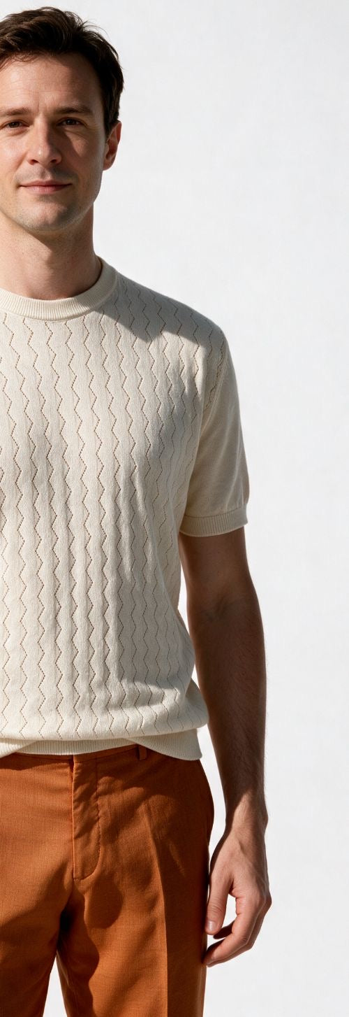 T-shirt Ostuni in Crêpe di Cotone Panna