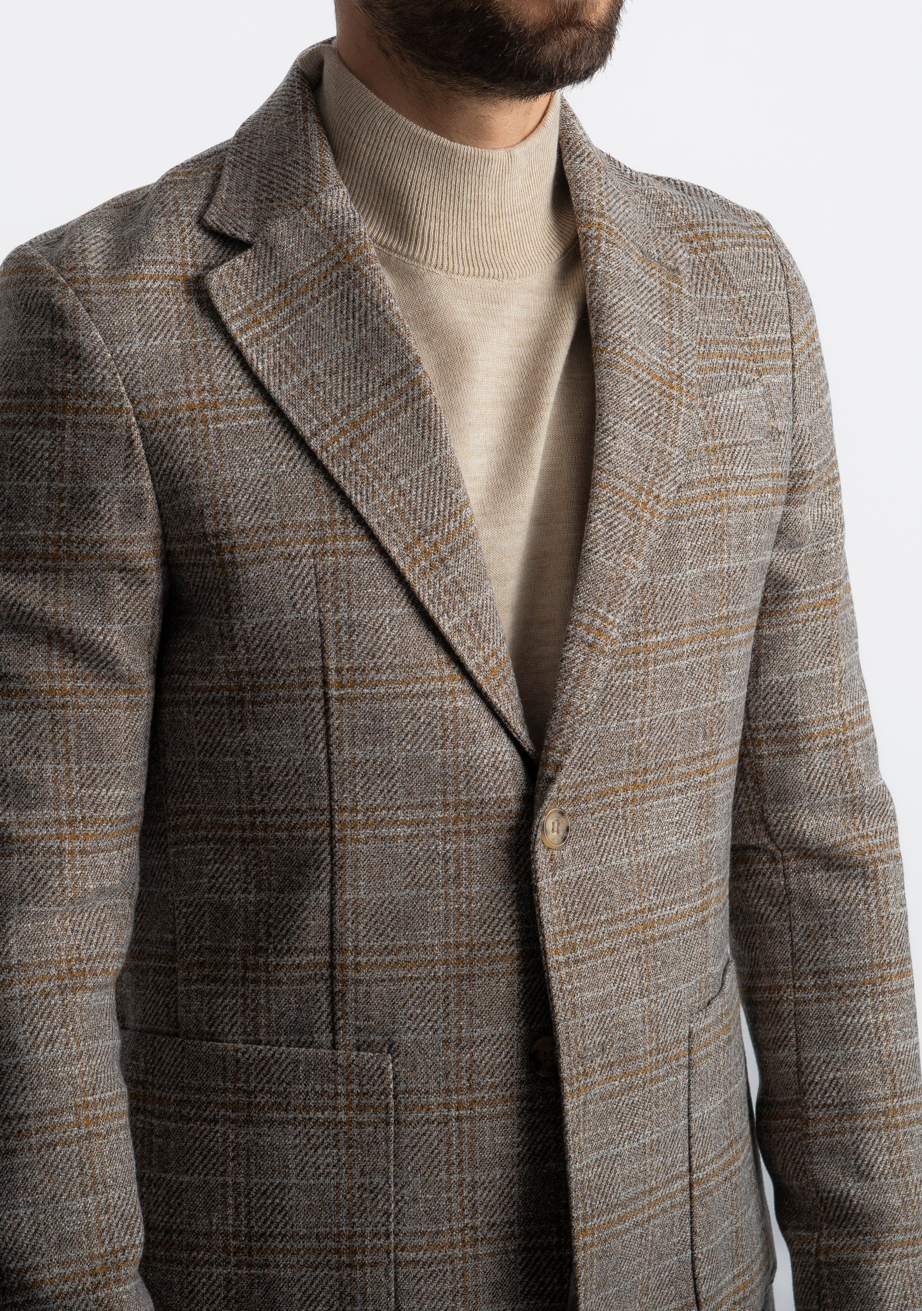 Giacca Monopetto Quadri Avorio