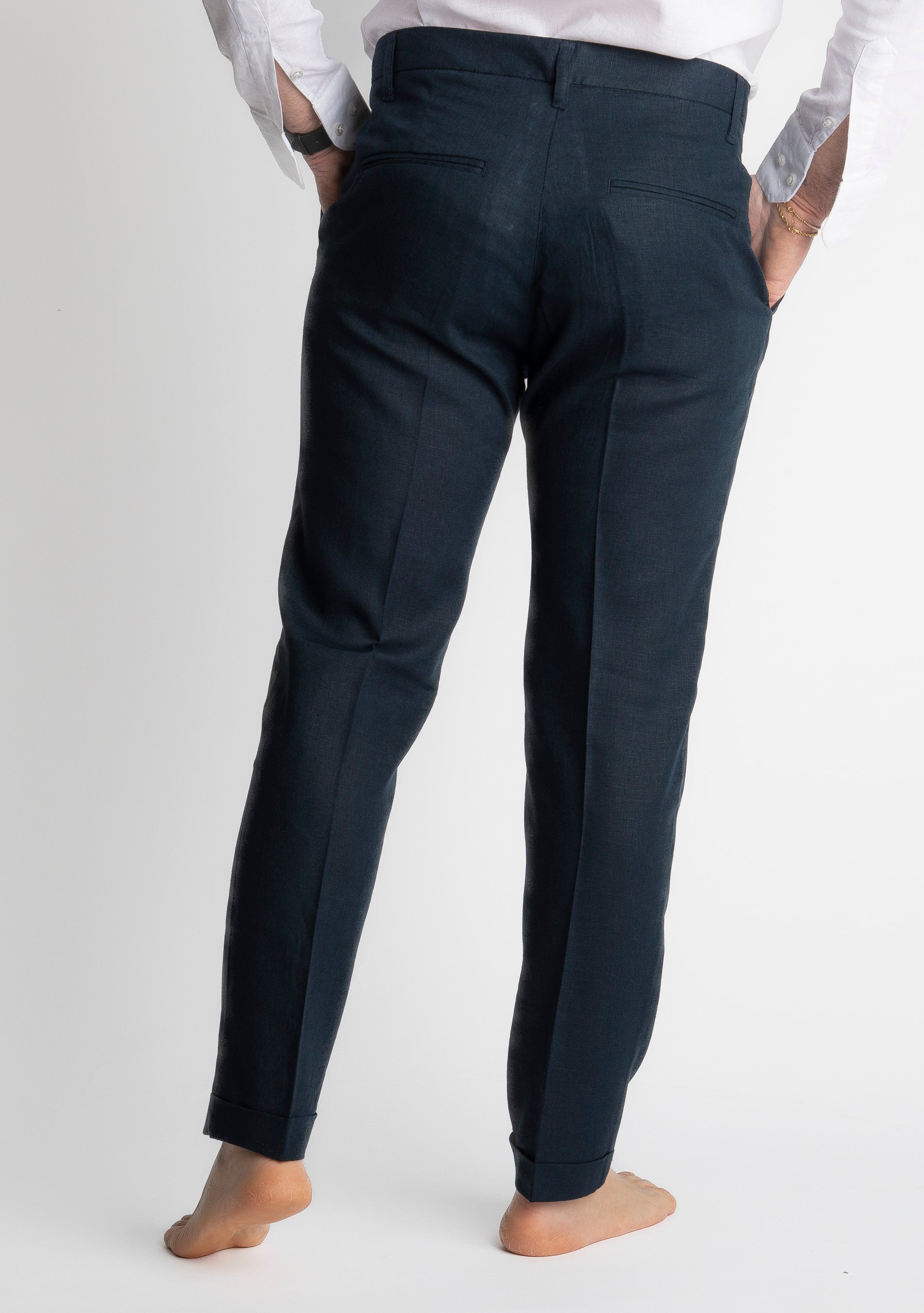 Pantalone TO8008 Miller in Lino Blu