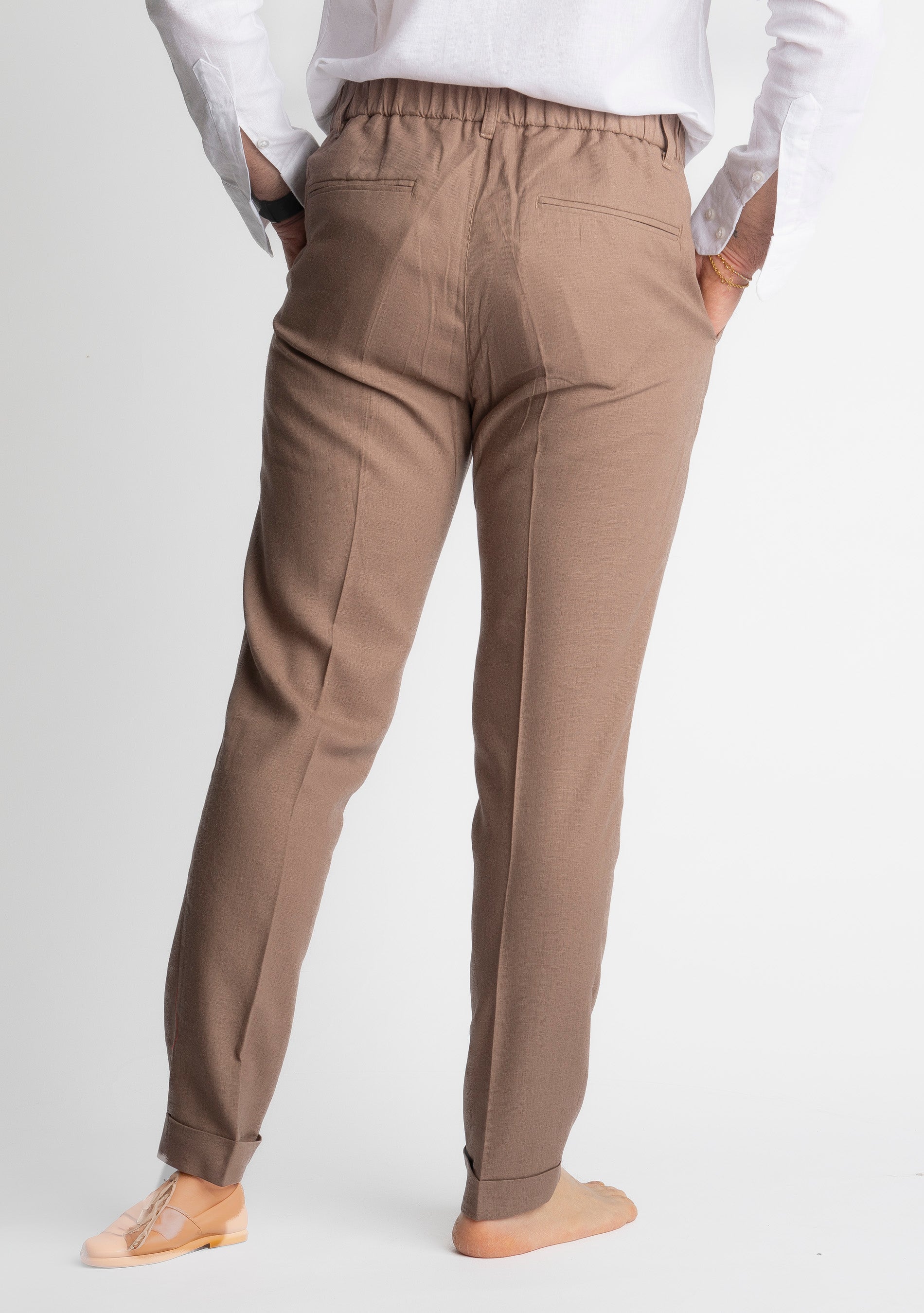 Pantalone in Lino con Elastico TO8007 Terra