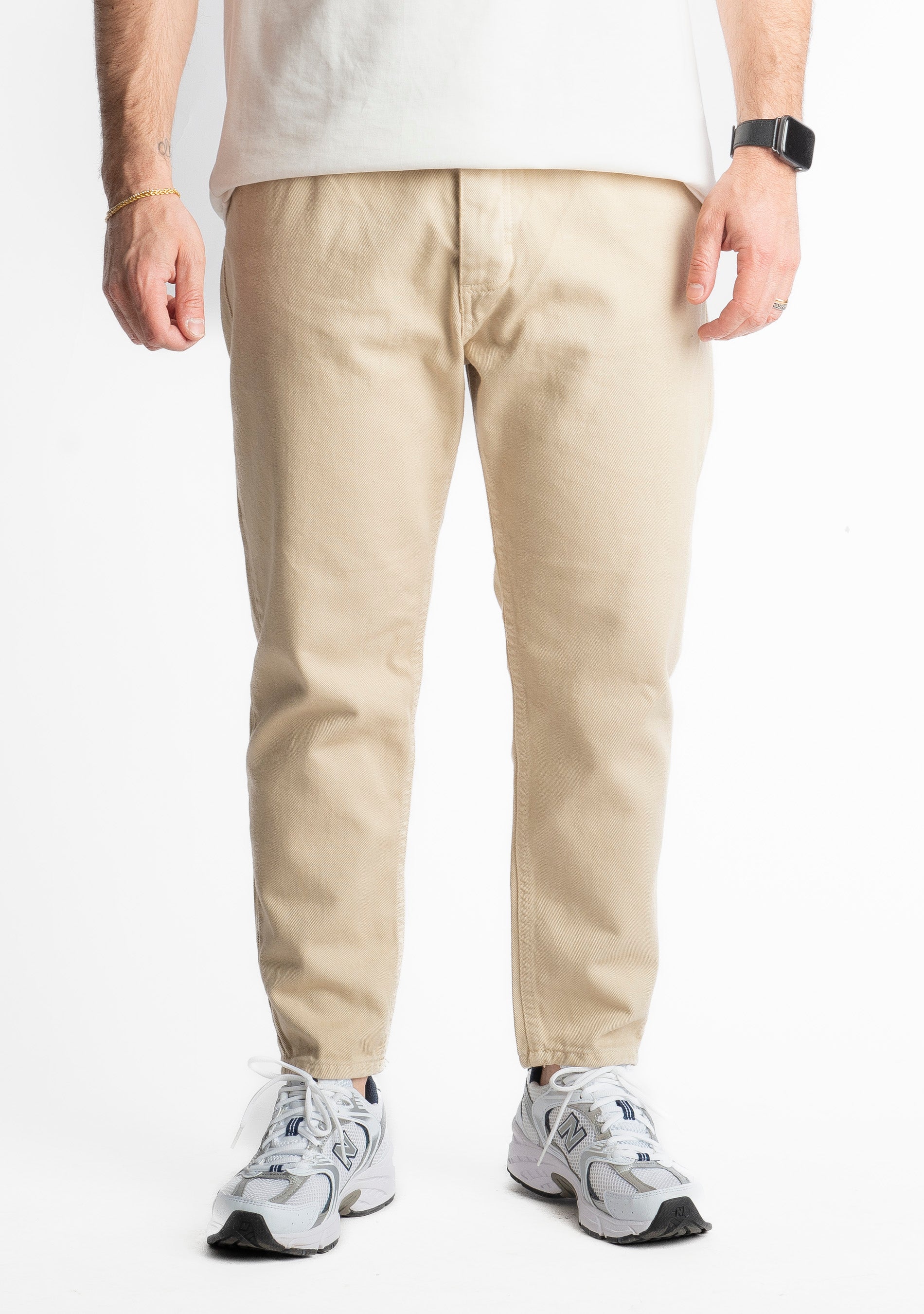 Jeans Uomo Carrot Fit Beige