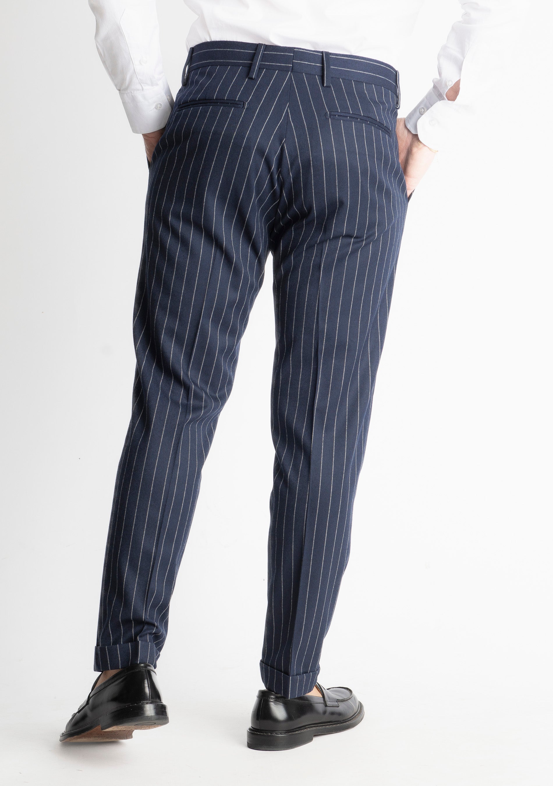 Pantalone TO8011 Wool Gessato Blu
