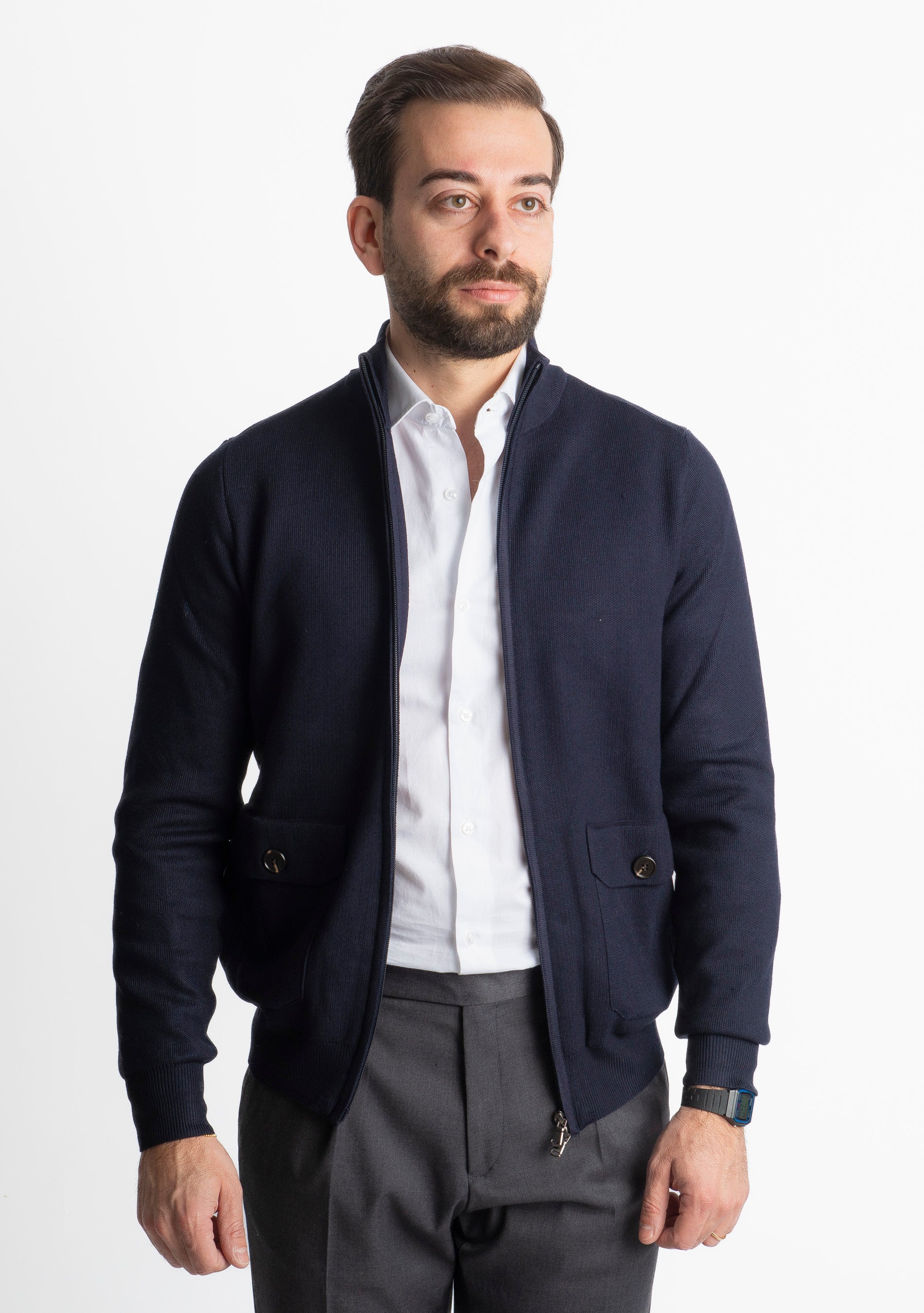 Cardigan Con Zip 251167 Blu