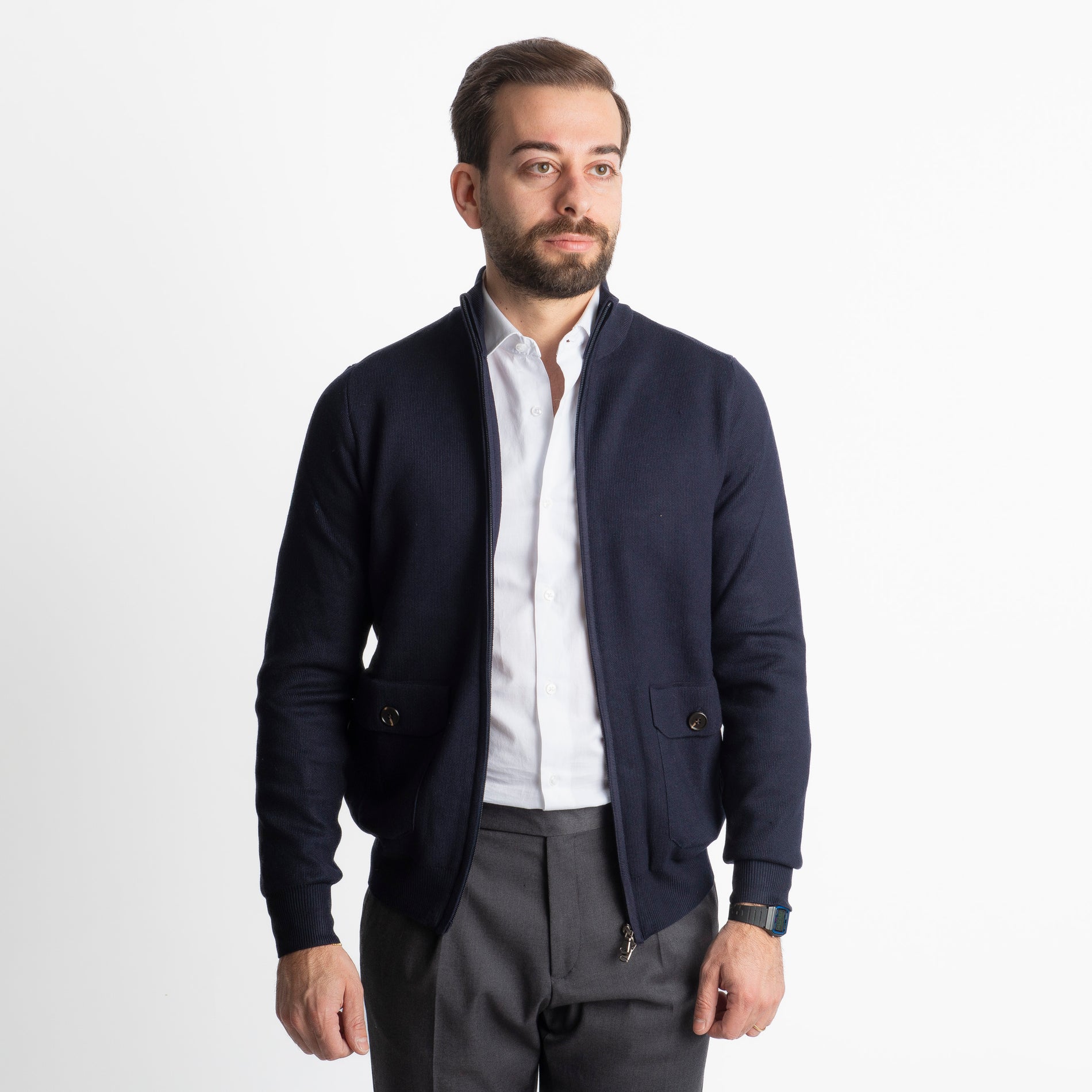 Cardigan Con Zip 251167 Blu