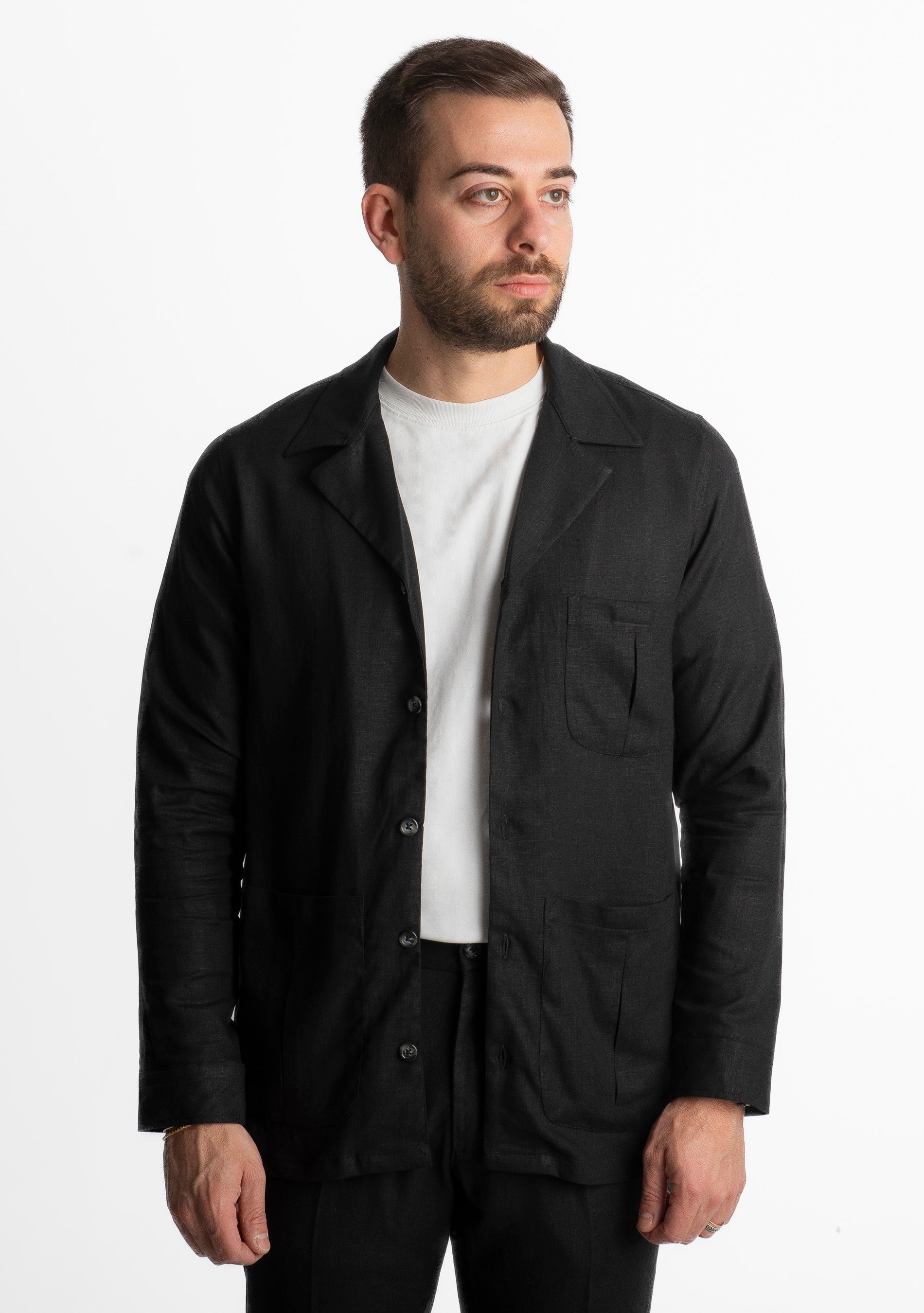 Giacca Sahariana in Lino TO1056 Nera
