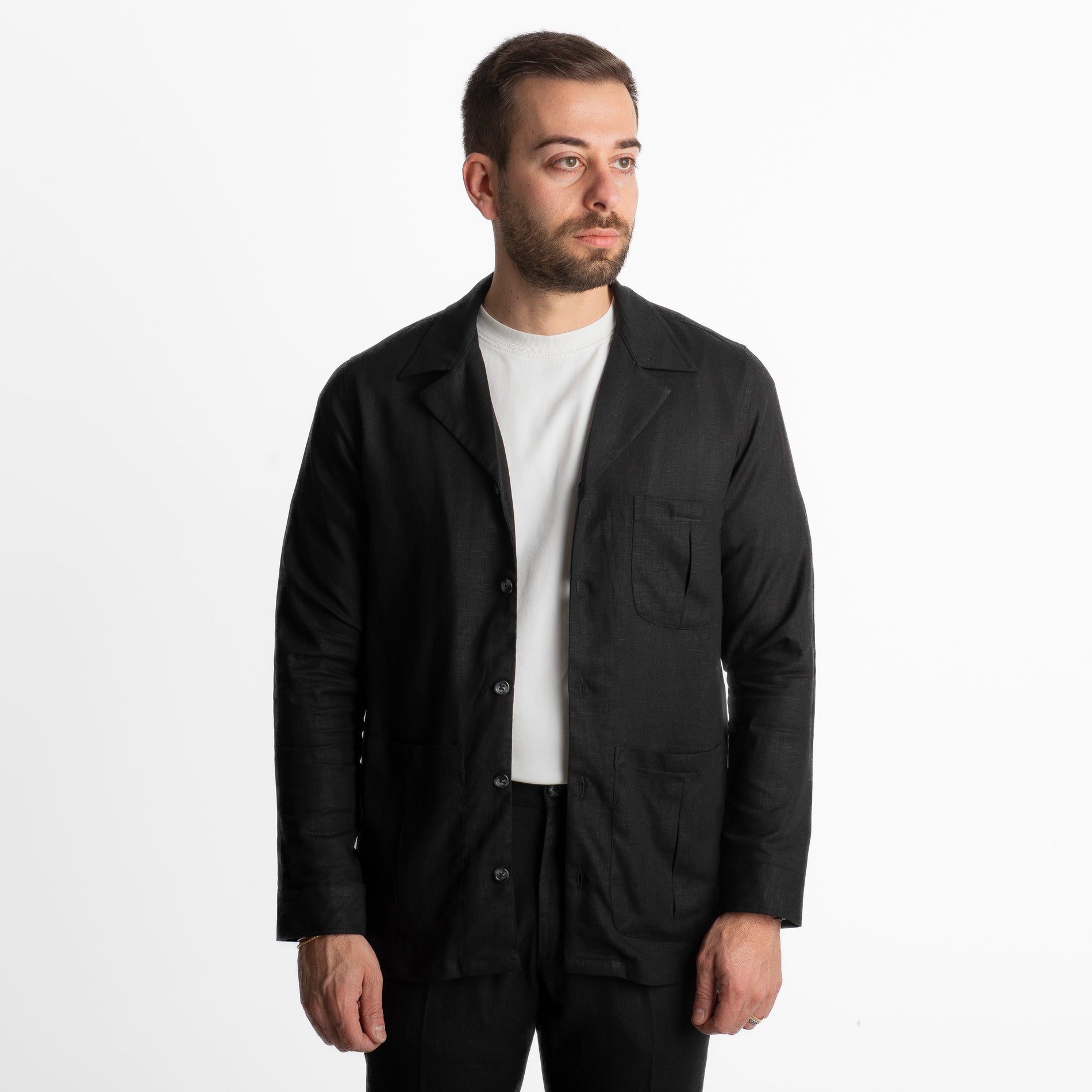 Giacca Sahariana in Lino TO1056 Nera