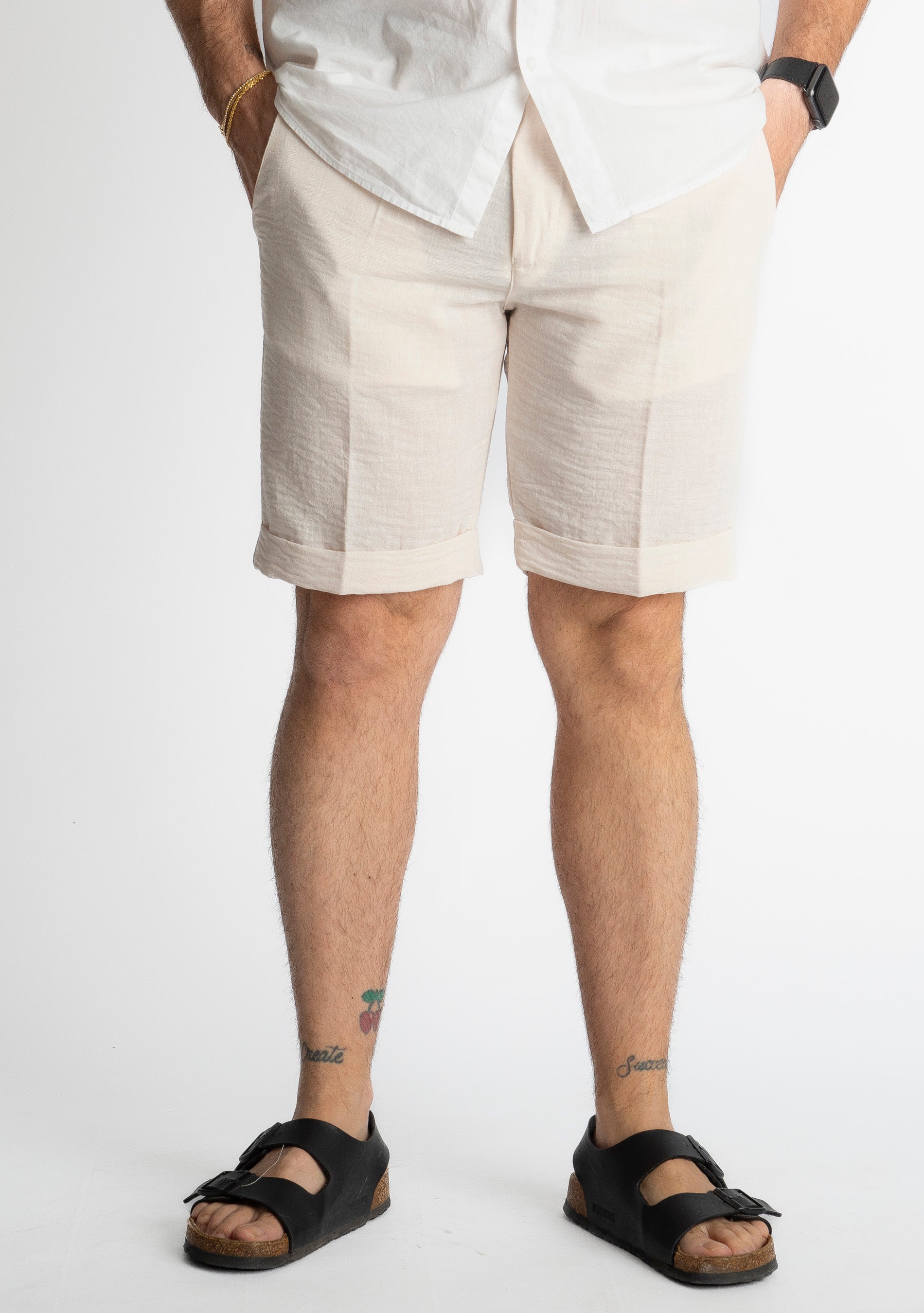 Bermuda Capri In Lino Beige