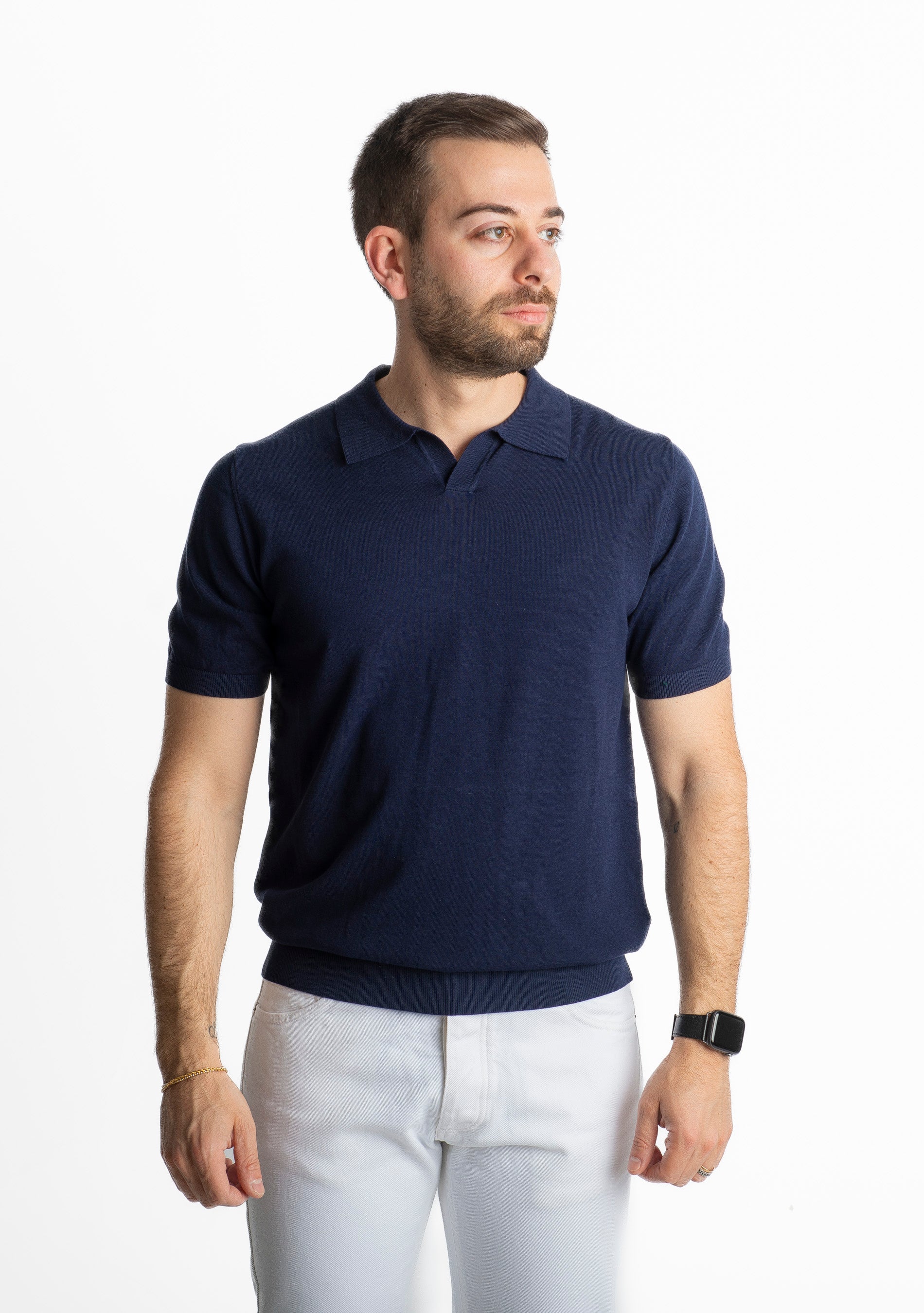 Polo Collo Derby Cotton Premium Blu