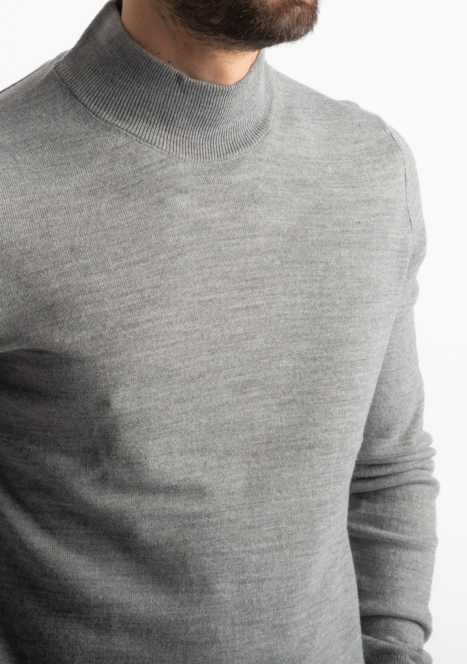 Lupetto Mezzo Collo Lana Merinos Grigio