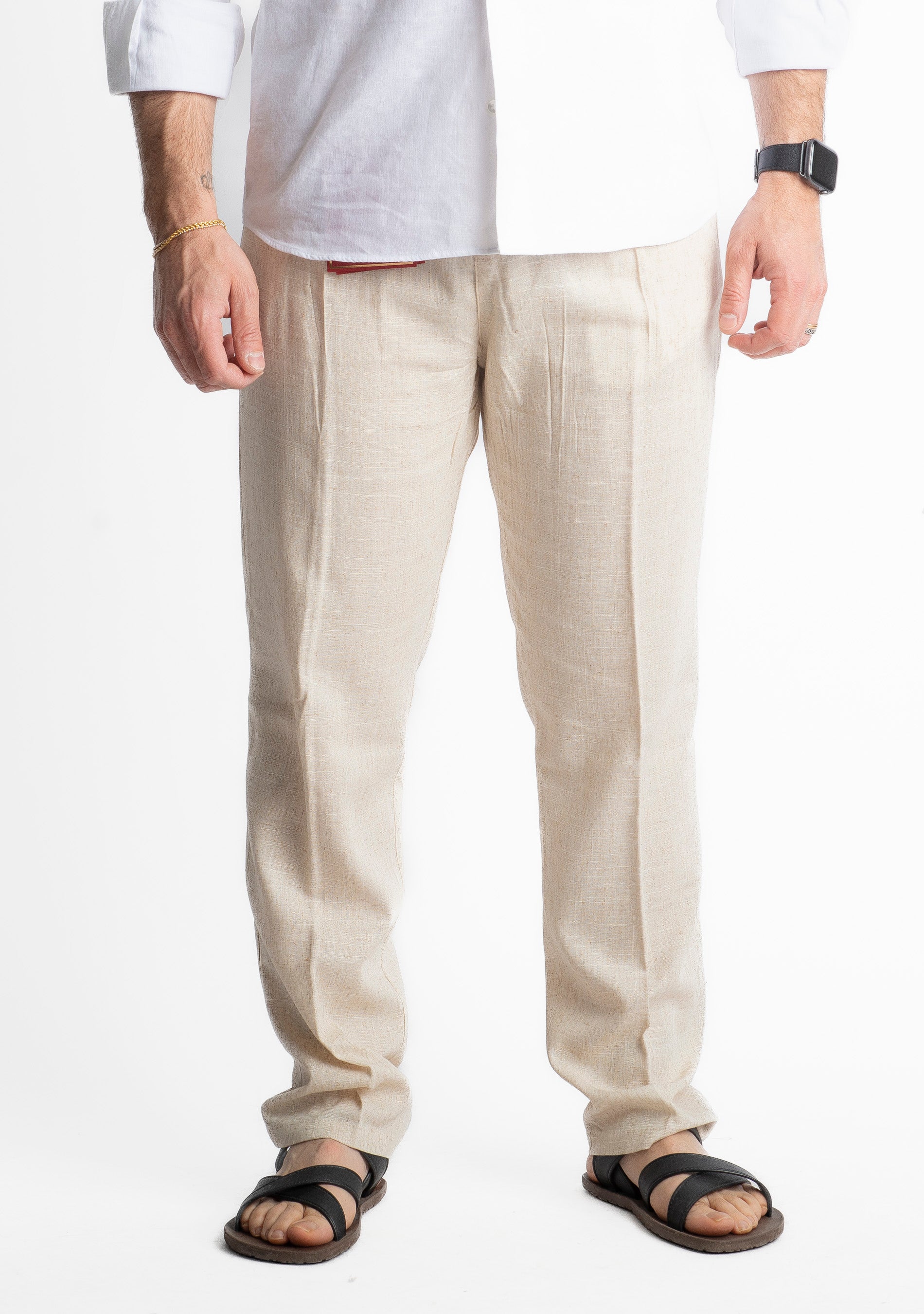 Pantalone in Lino Officine Borboniche Beige