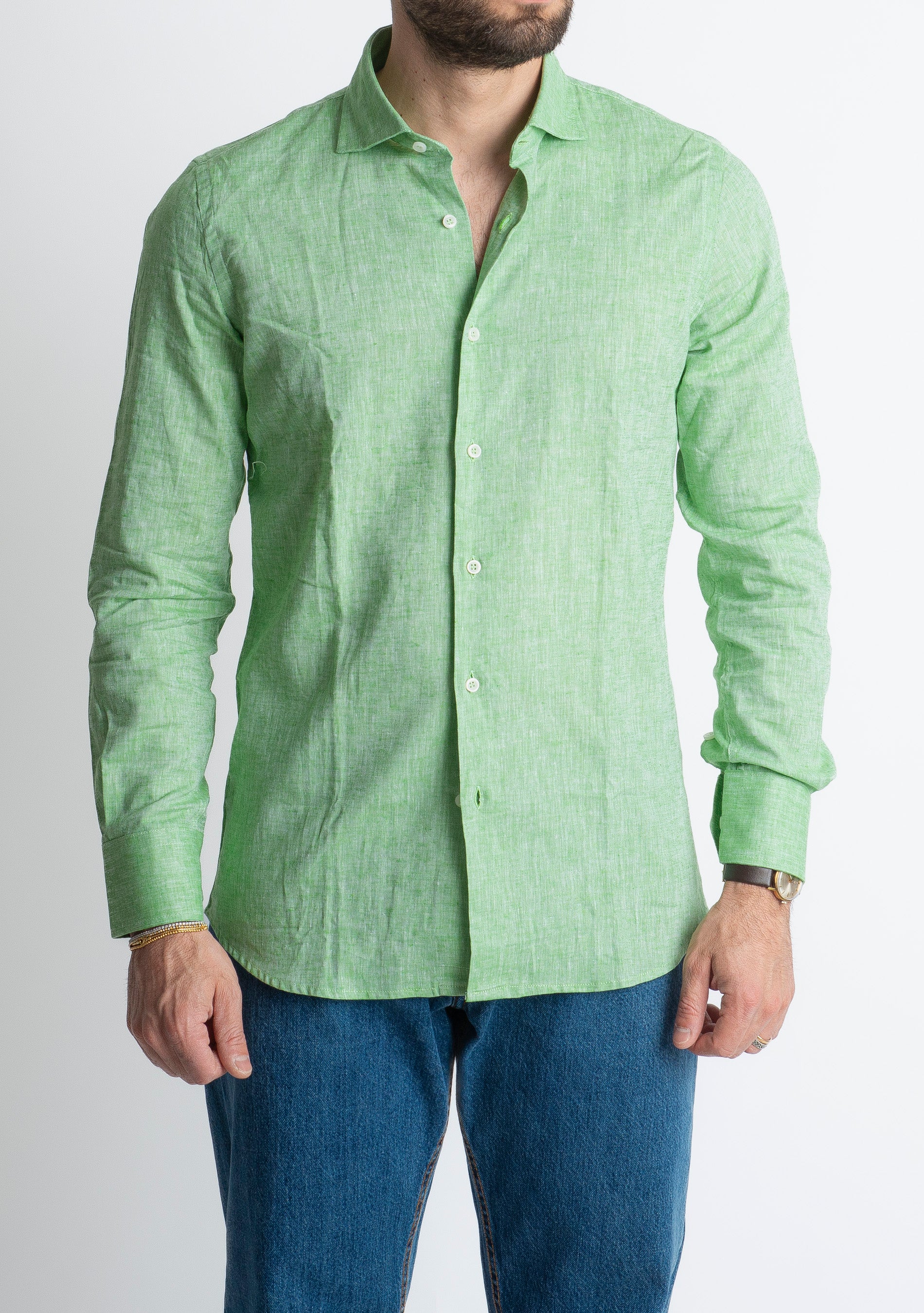 Camicia in Lino Verde Lime