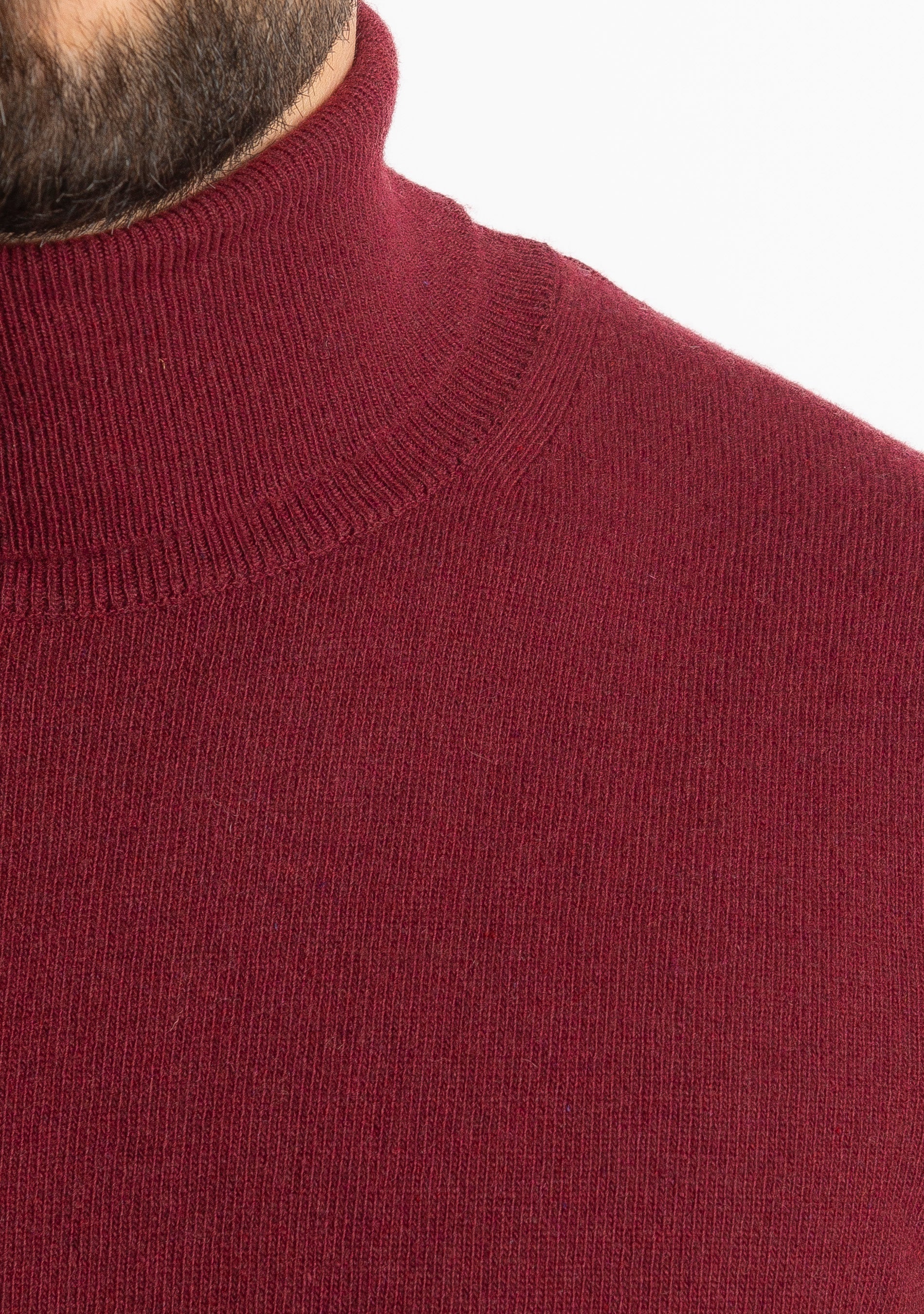 Maglioncino Collo Alto Misto Cashmere Bordeaux