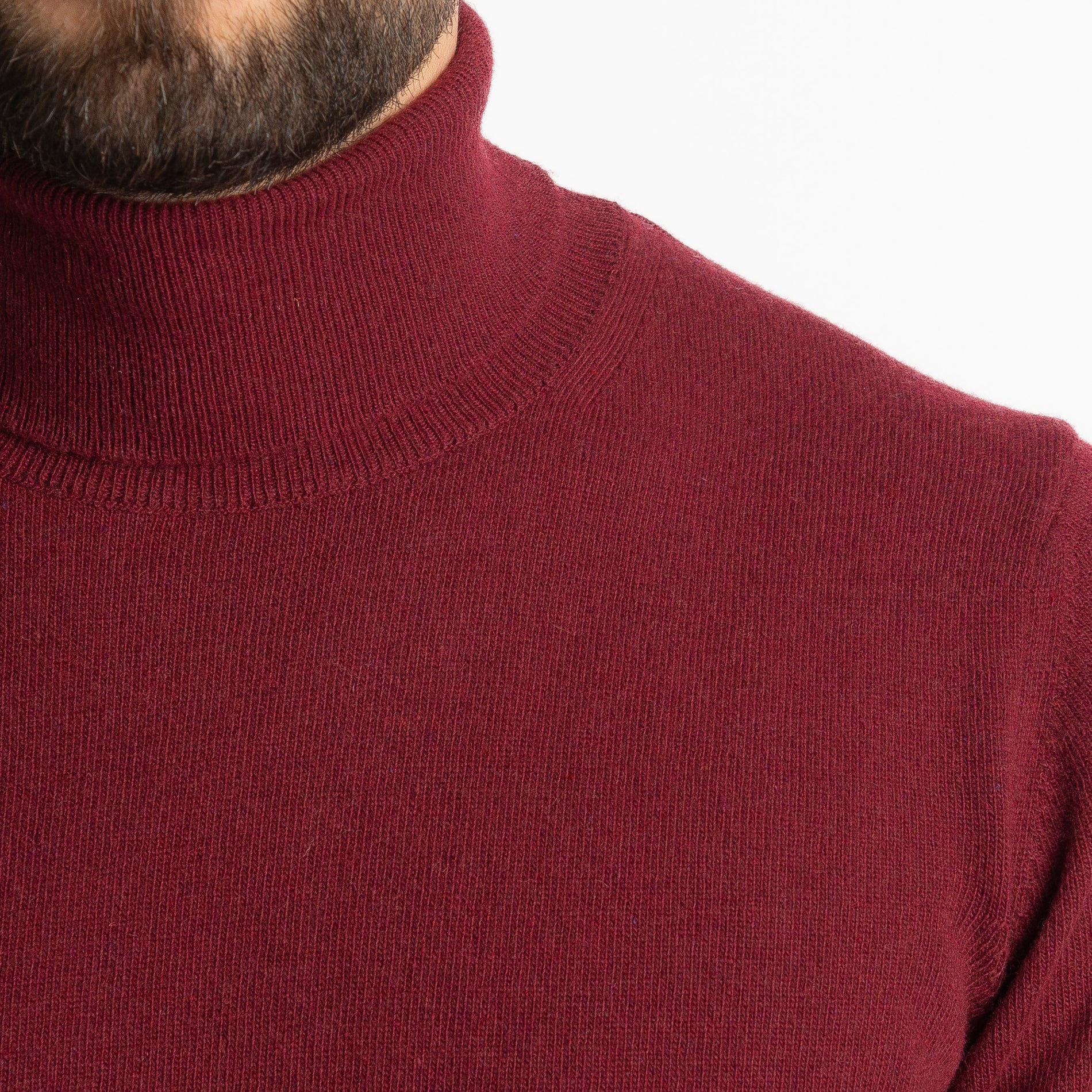 Maglioncino Collo Alto Misto Cashmere Bordeaux