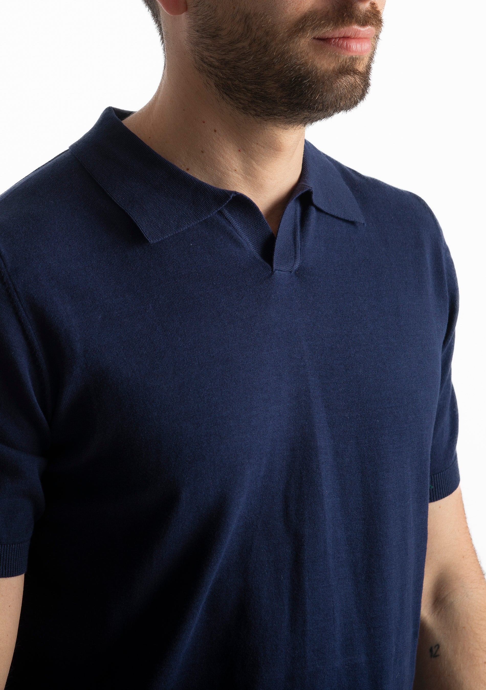 Polo Collo Derby Cotton Premium Blu