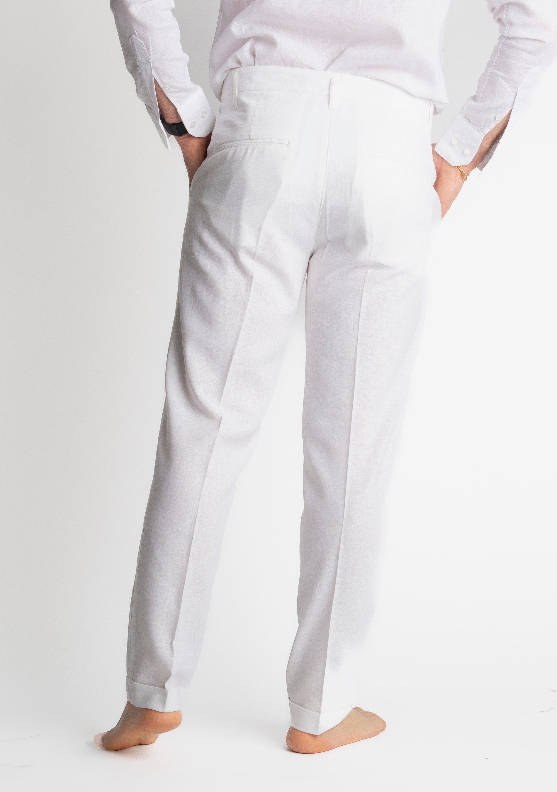 Pantalone TO8008 Miller in Lino Bianco
