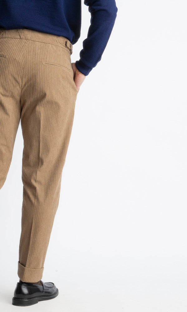 Pantalone Pisa Con Fibbia In Velluto A Coste Fango