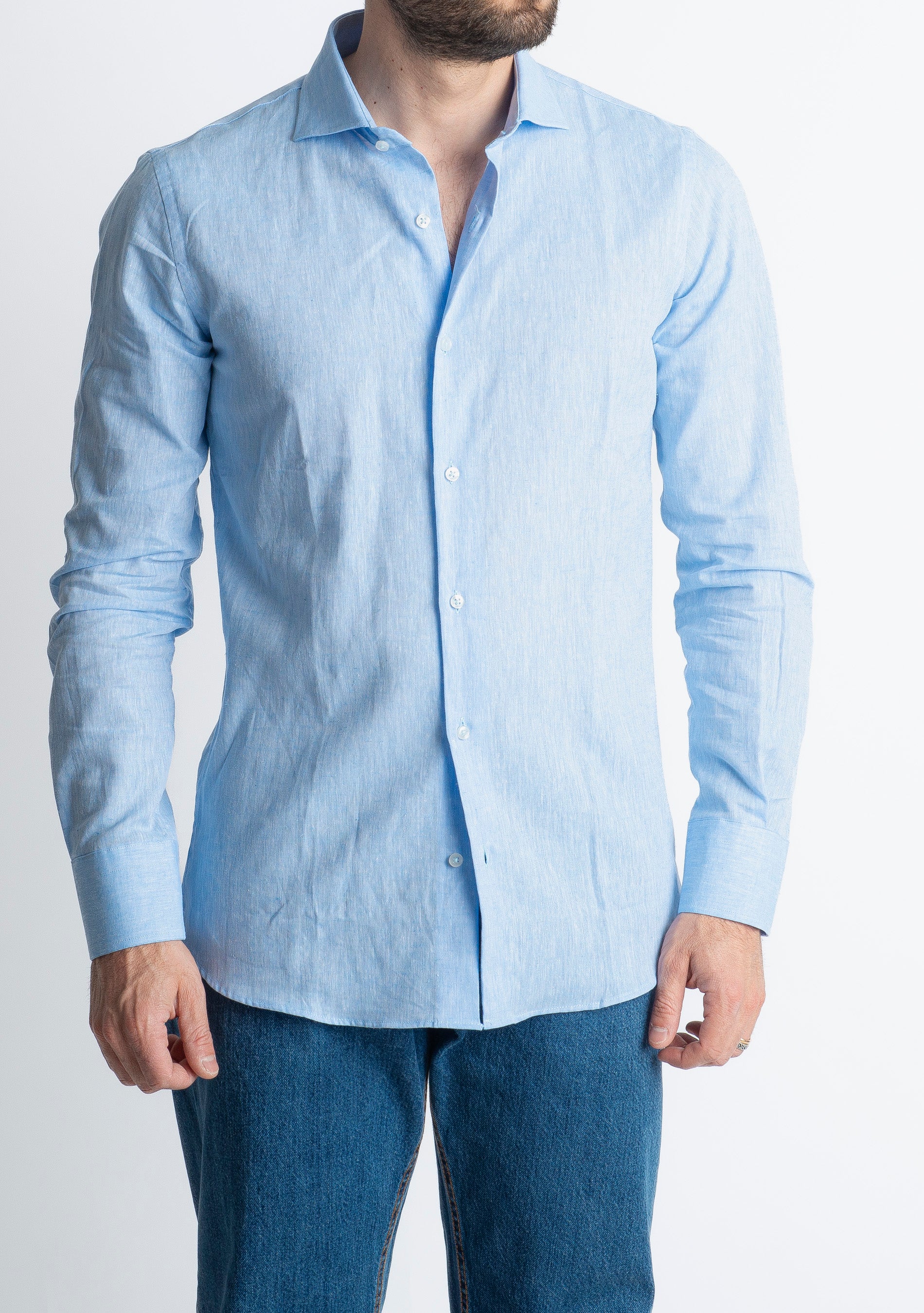 Camicia in Lino Celeste