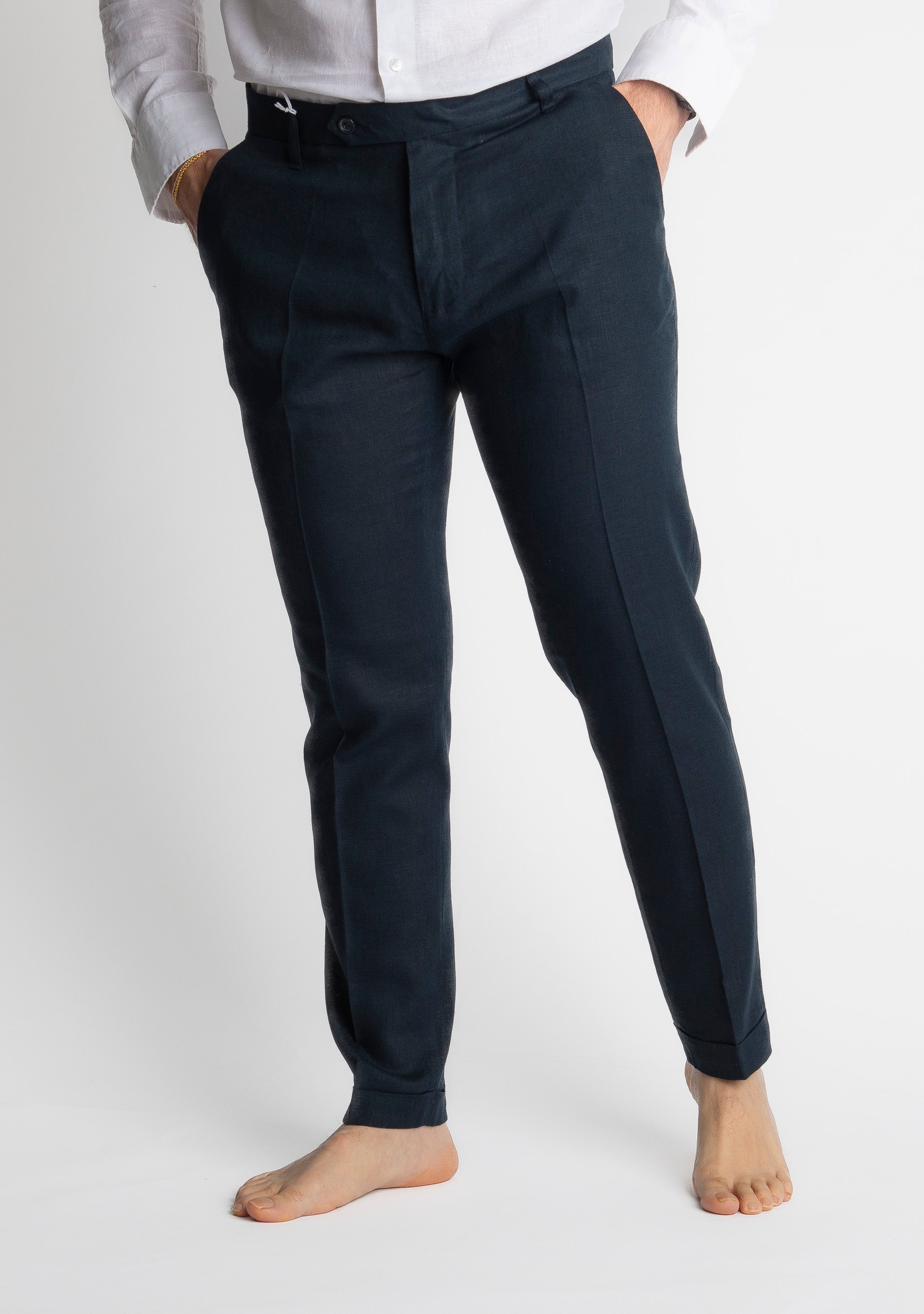 Pantalone TO8008 Miller in Lino Blu