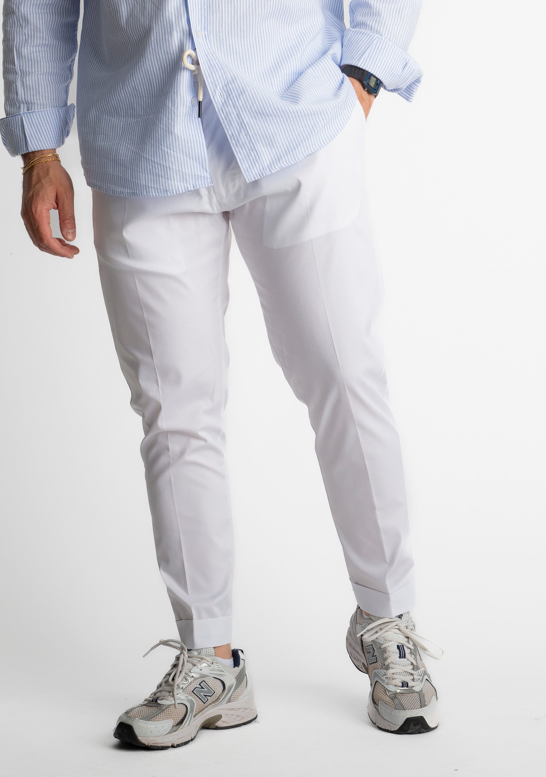 Pantalone Ischia Tessuto no Stiro Bianco