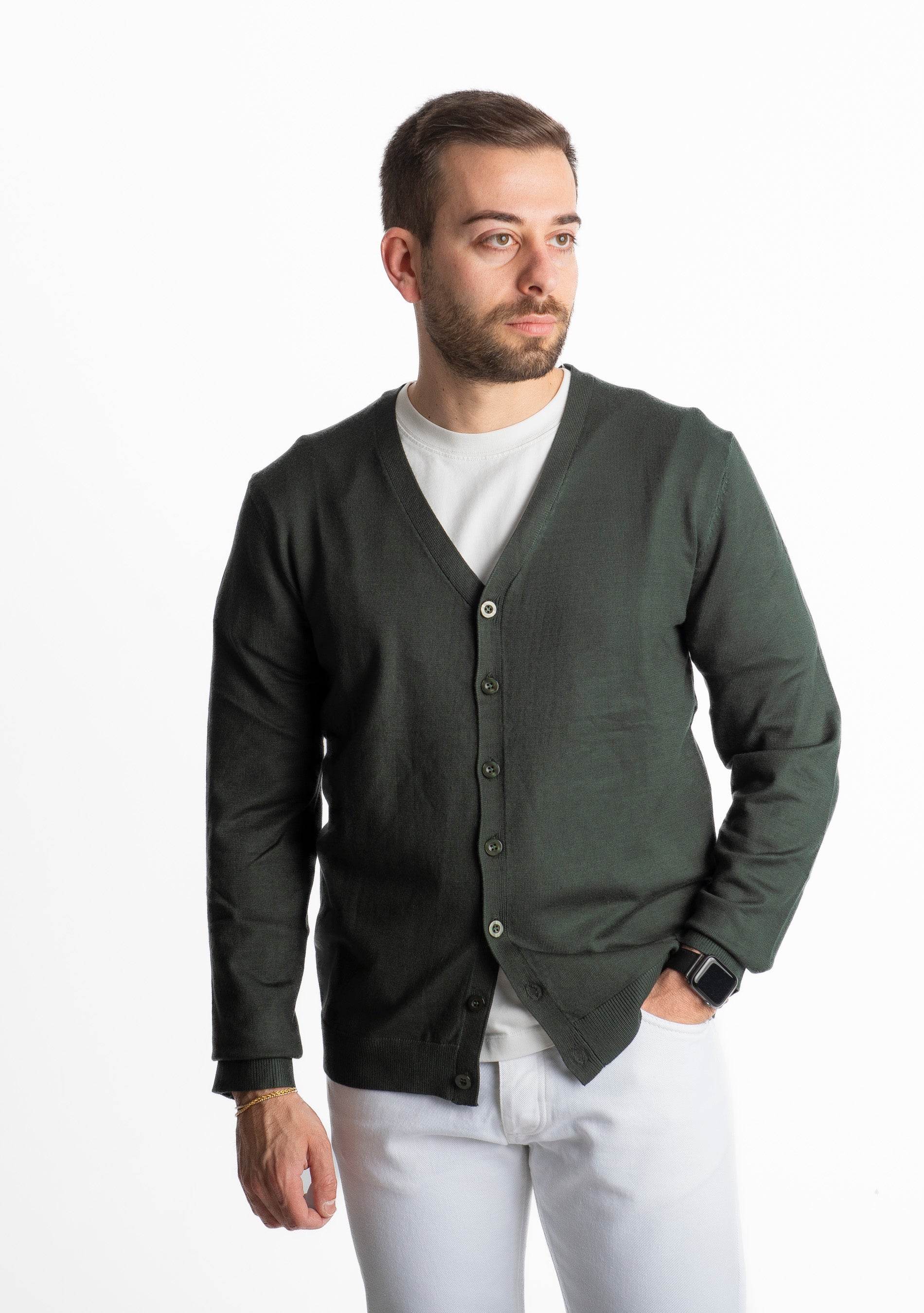 Cardigan Bottoni 01 Verde