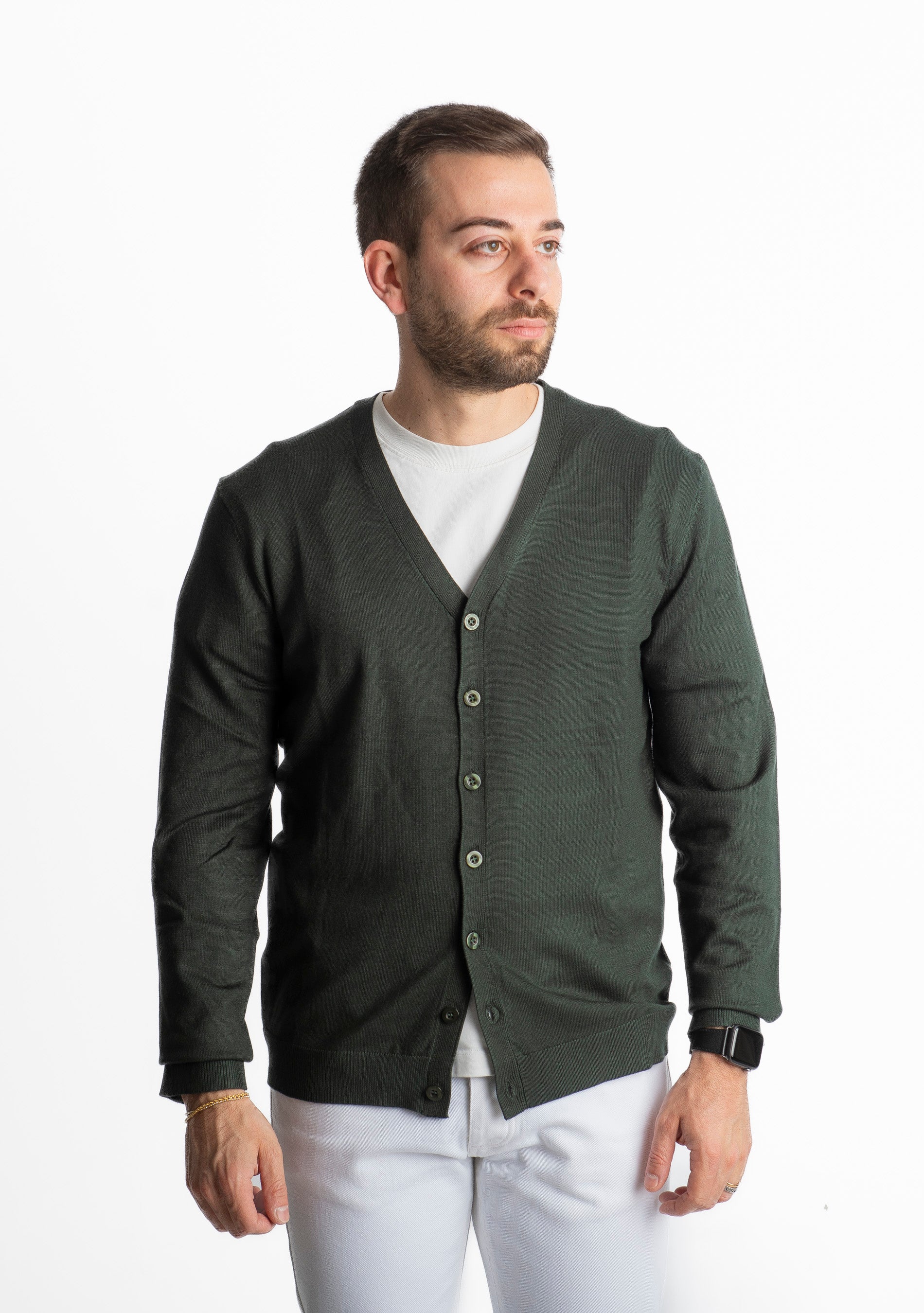 Cardigan Bottoni 01 Verde