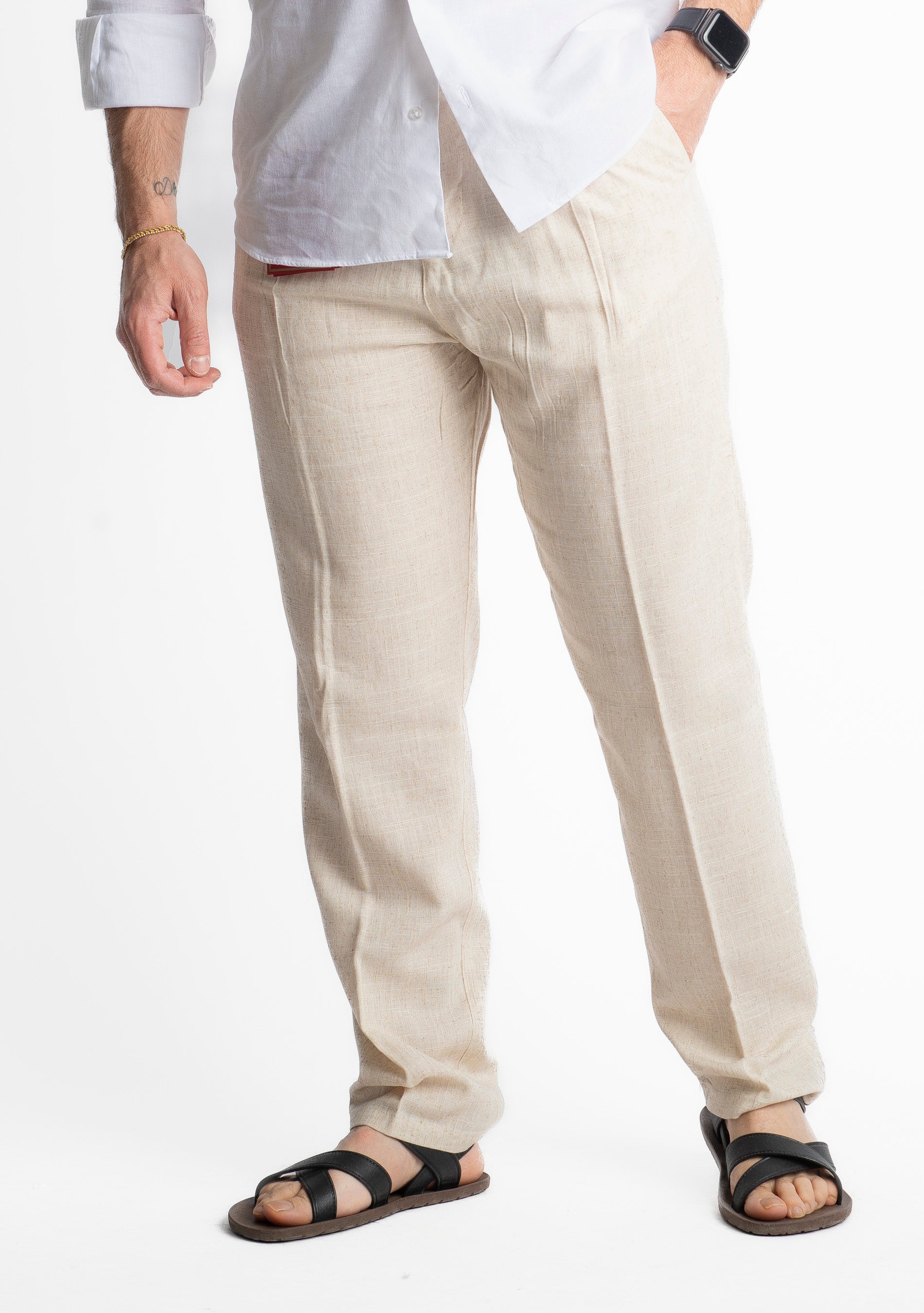 Pantalone in Lino Officine Borboniche Beige