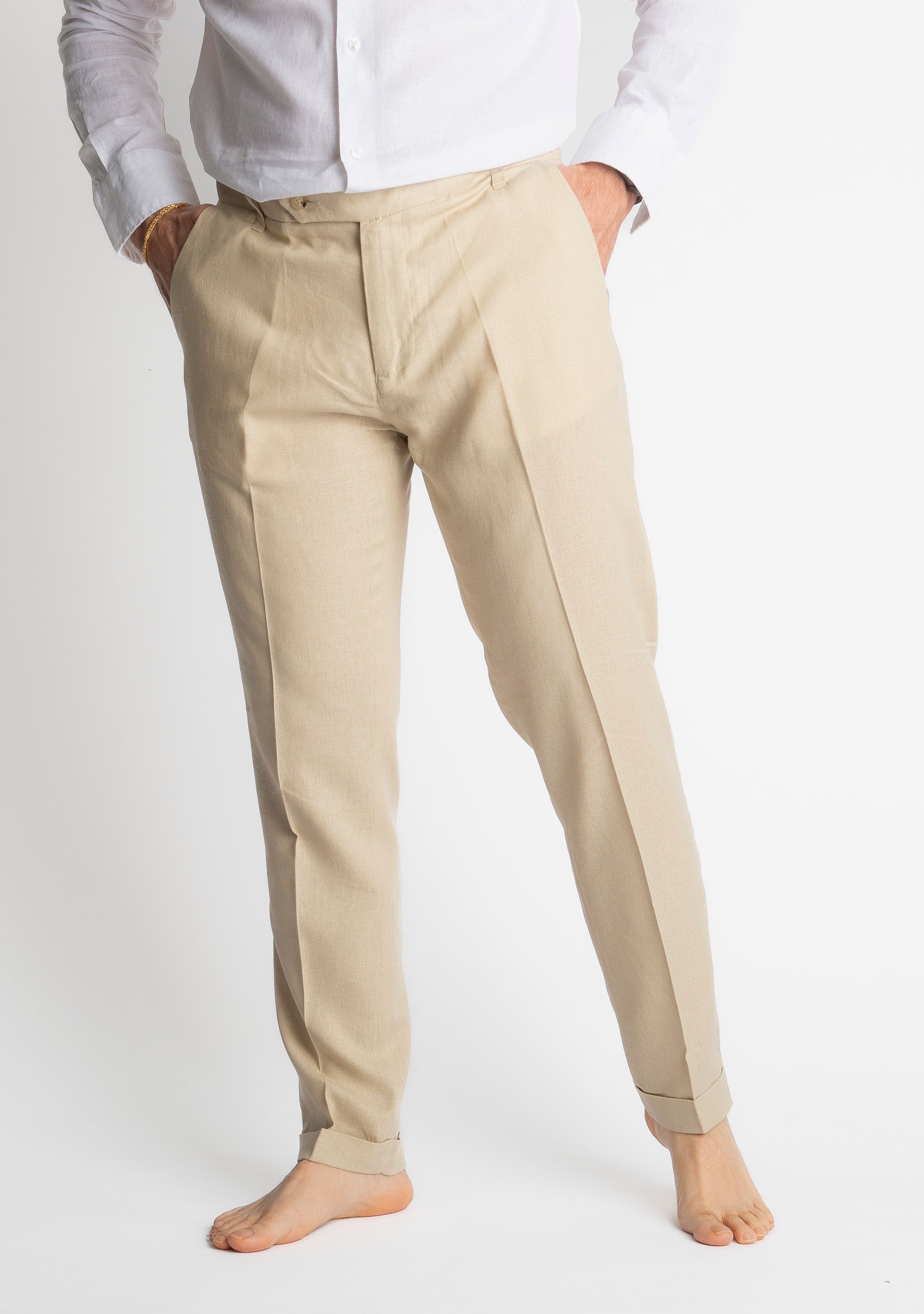 Pantalone TO8008 Miller in Lino Beige