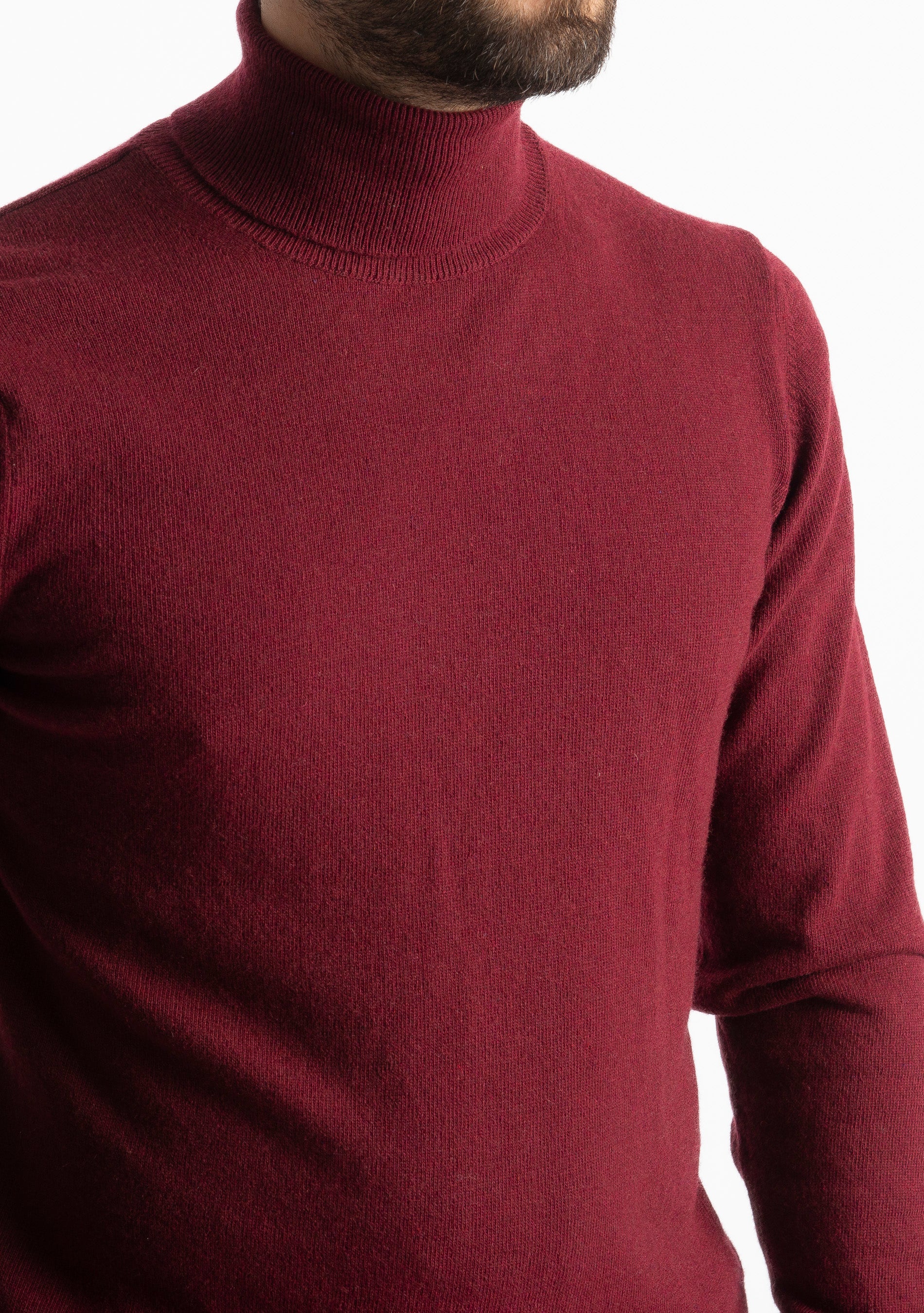 Maglioncino Collo Alto Misto Cashmere Bordeaux