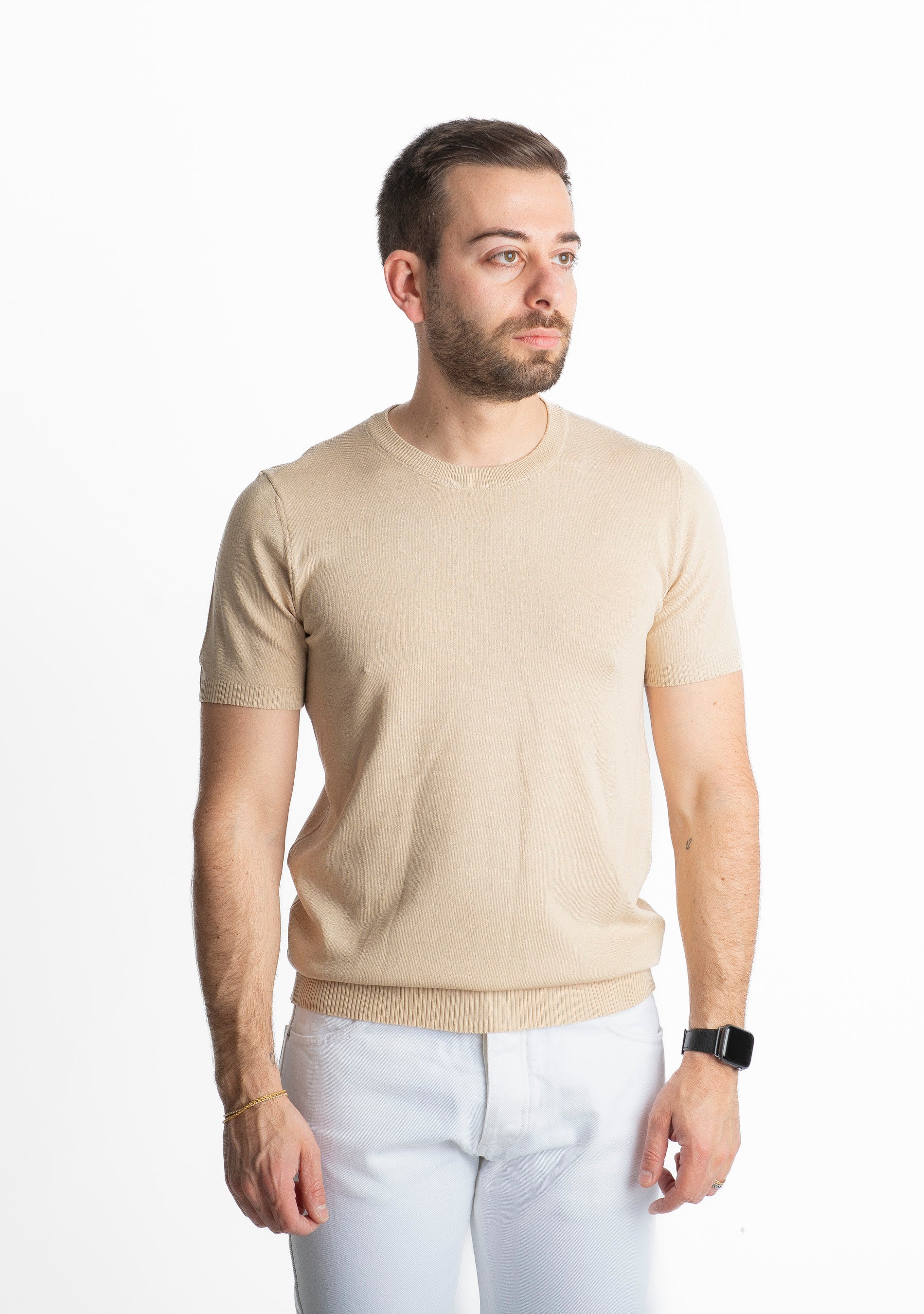 T-shirt in Maglia Beige