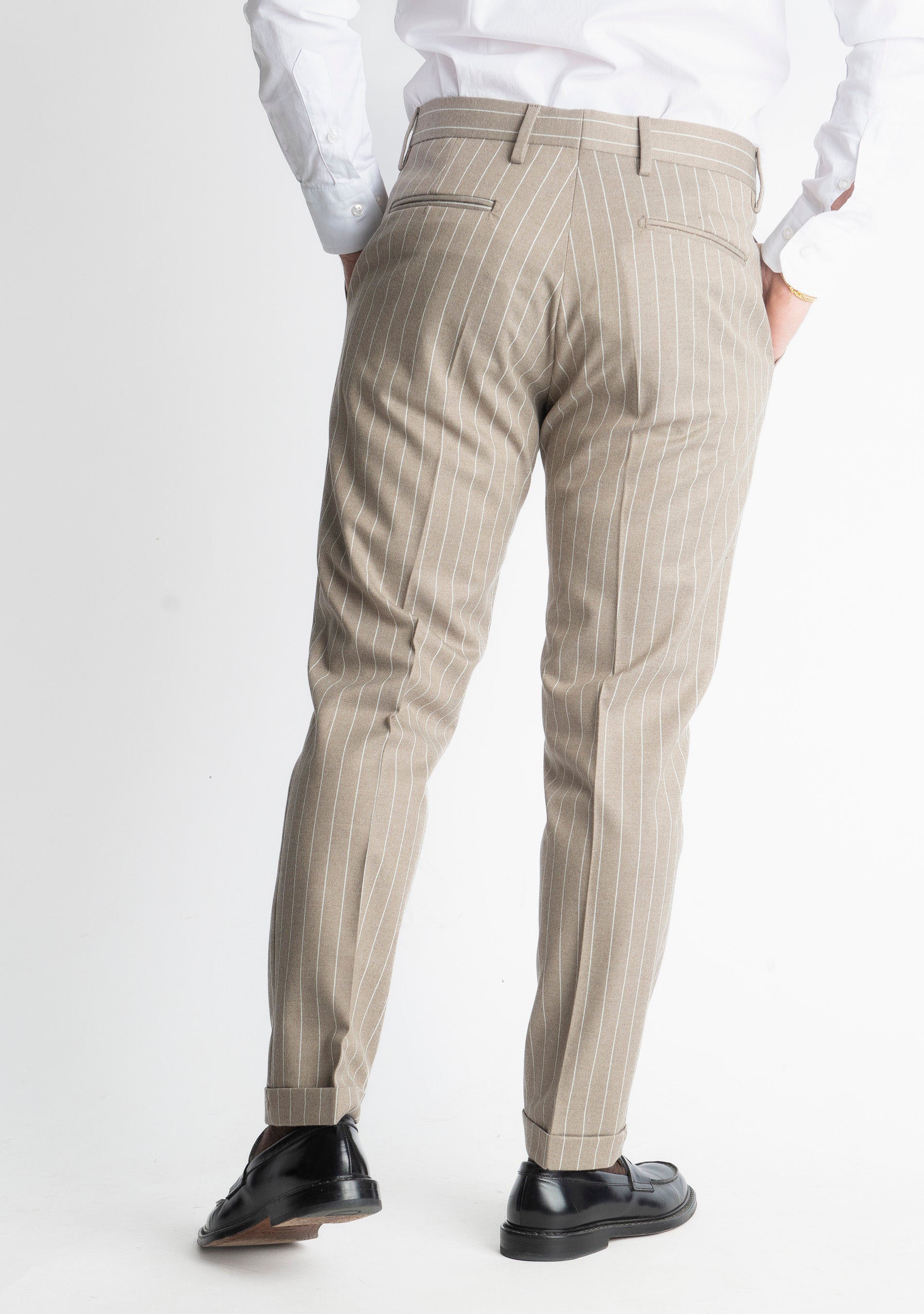 Pantalone TO8011 Wool Gessato Tortora
