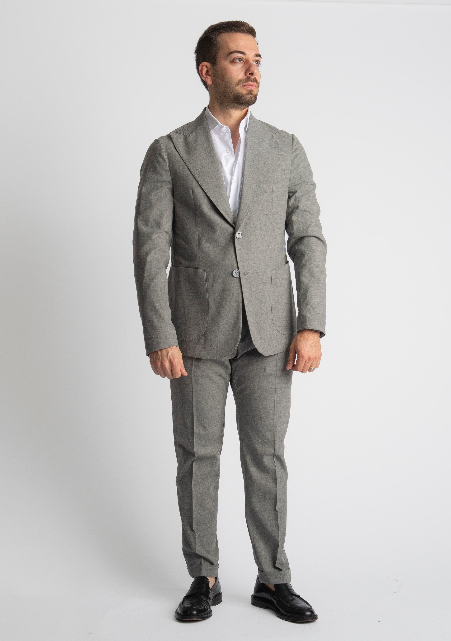 Abito Fresco Lana Mono Petto Morositas Grigio Medio