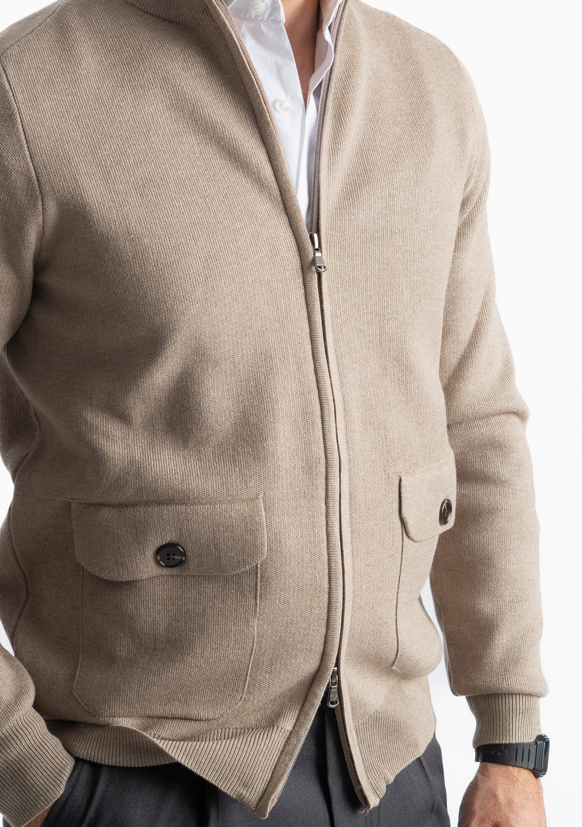 Cardigan Con Zip 251167 Tortora