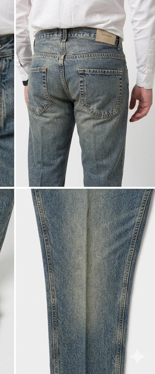 Jeans Slim Fit Sabbiato – Cotone Mercerizzato