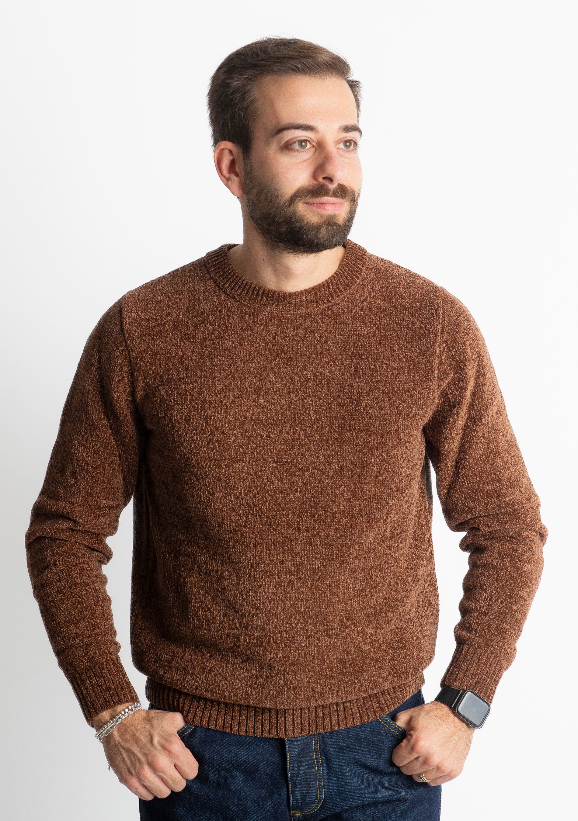 Maglione in Ciniglia 21027 Tabacco
