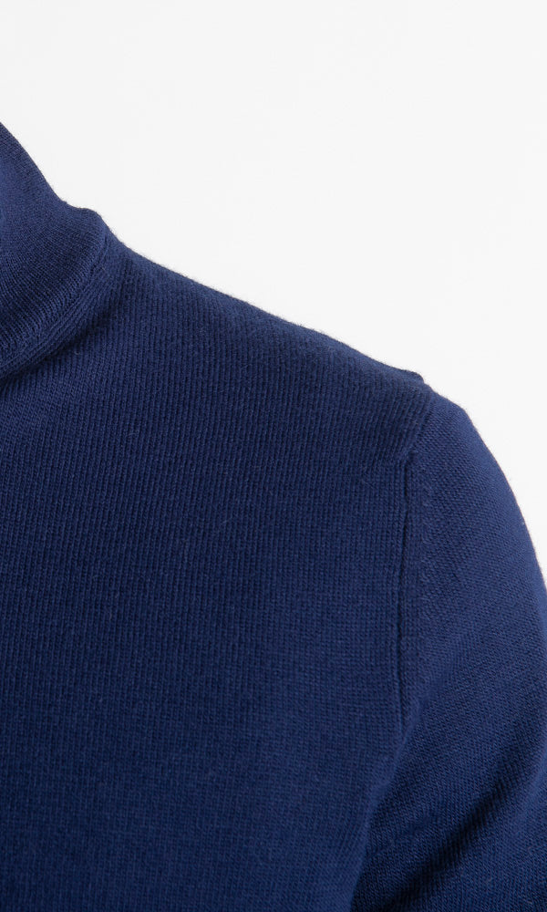 Maglioncino Mezza Zip In Lana Merinos Blu