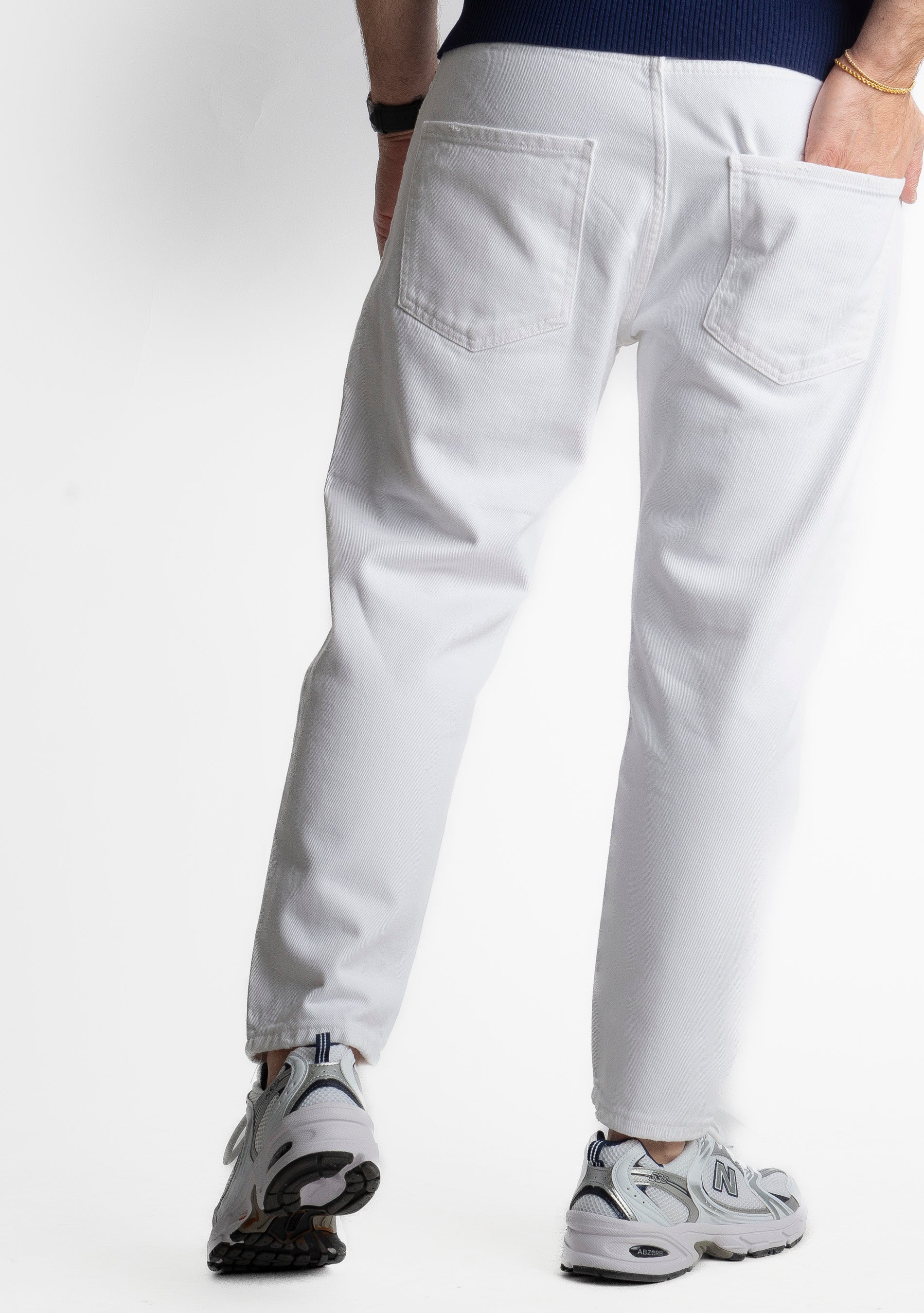 Jeans Uomo Carrot Fit Bianco